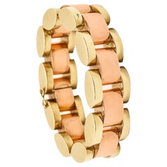 CARTIER 1930 Art-Deco Tank-Tracks Bracelet In 14Kt Yellow & Rose Gold