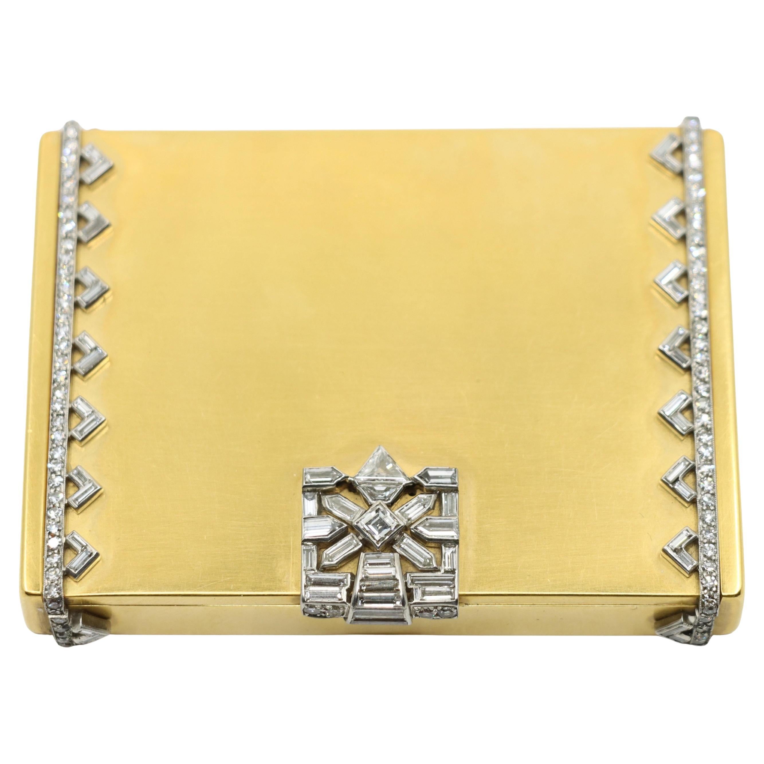 Cartier 1930s 18K Gold Diamond Make-Up Box