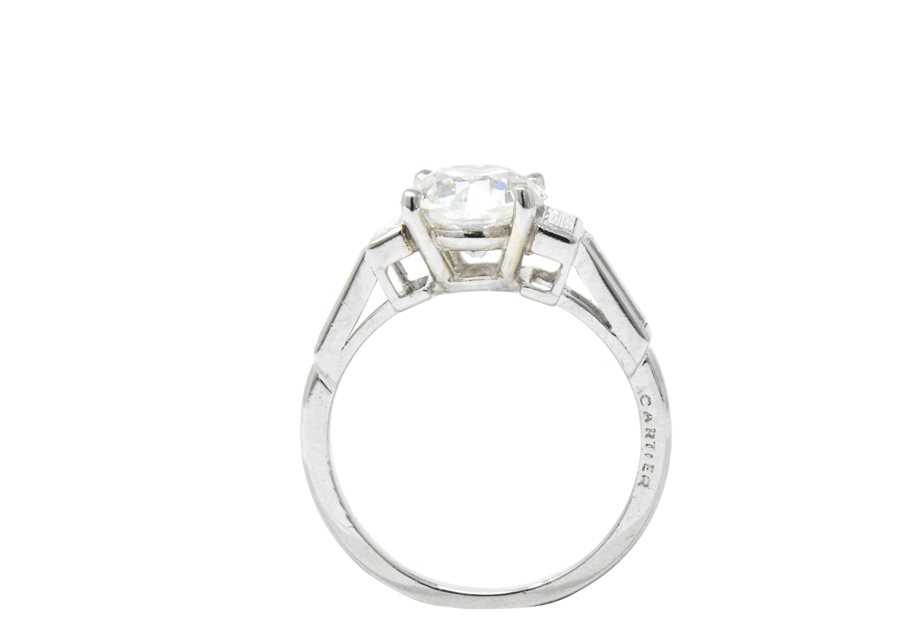 Cartier 1930's 2.02 CTW Diamond & Platinum Alternative Ring, GIA Certified In Excellent Condition In Philadelphia, PA