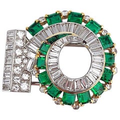 Cartier London 1930s Diamond Emerald Clip