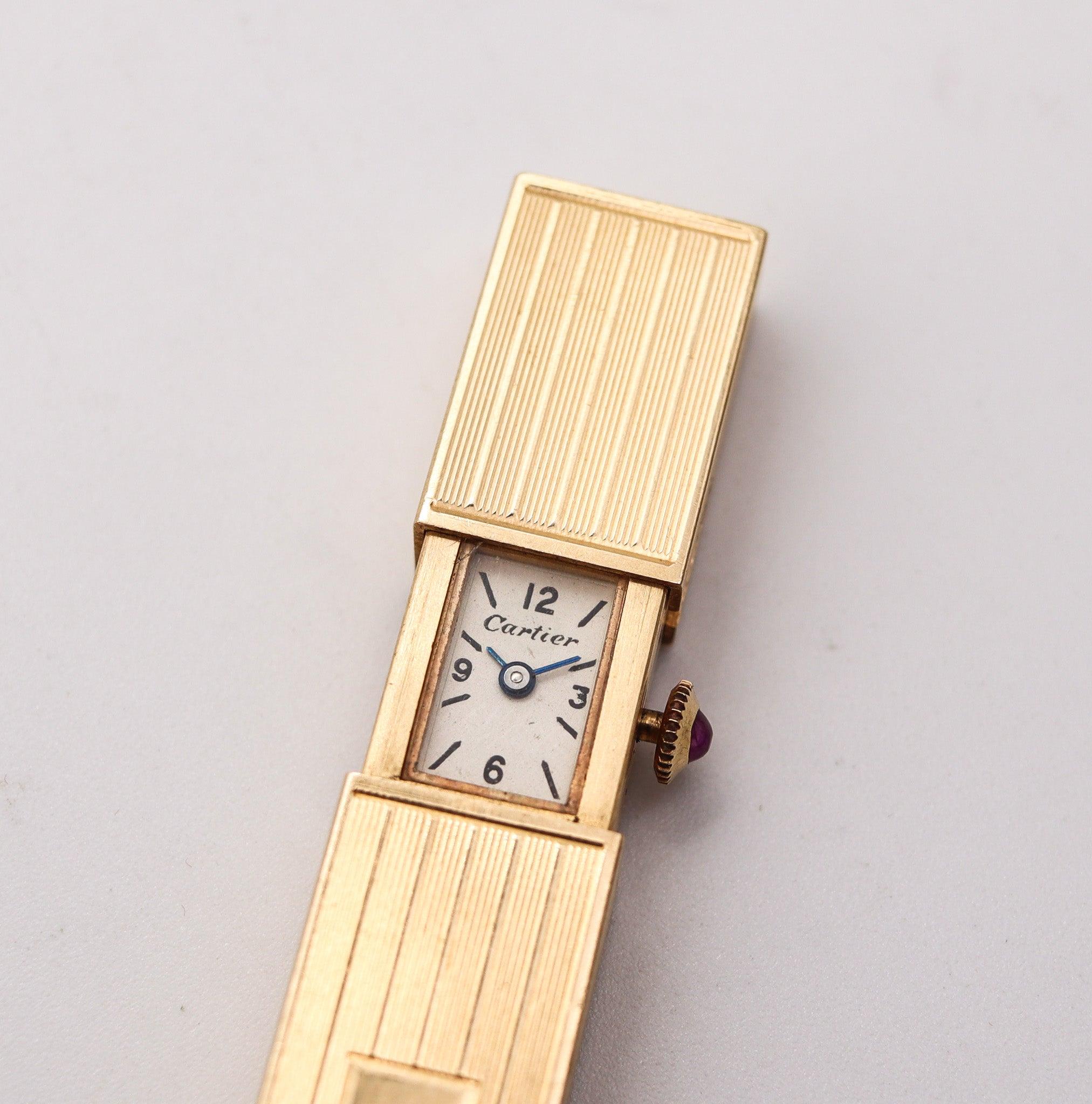 CARTIER 1935 Art Deco Lady Concealed Uhr Geldbörse/Handtasche aus 14 Karat Gelbgold (Mitte des 20. Jahrhunderts) im Angebot