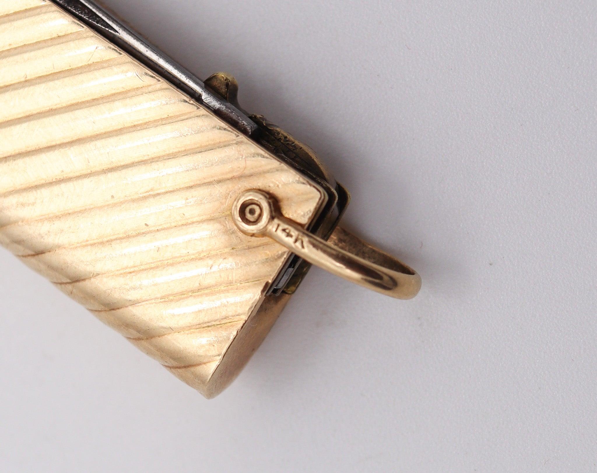 Mid-20th Century CARTIER 1935 Deco Pocket Mechanical-Pencil Watch & Knife In 14Kt Yellow Gold