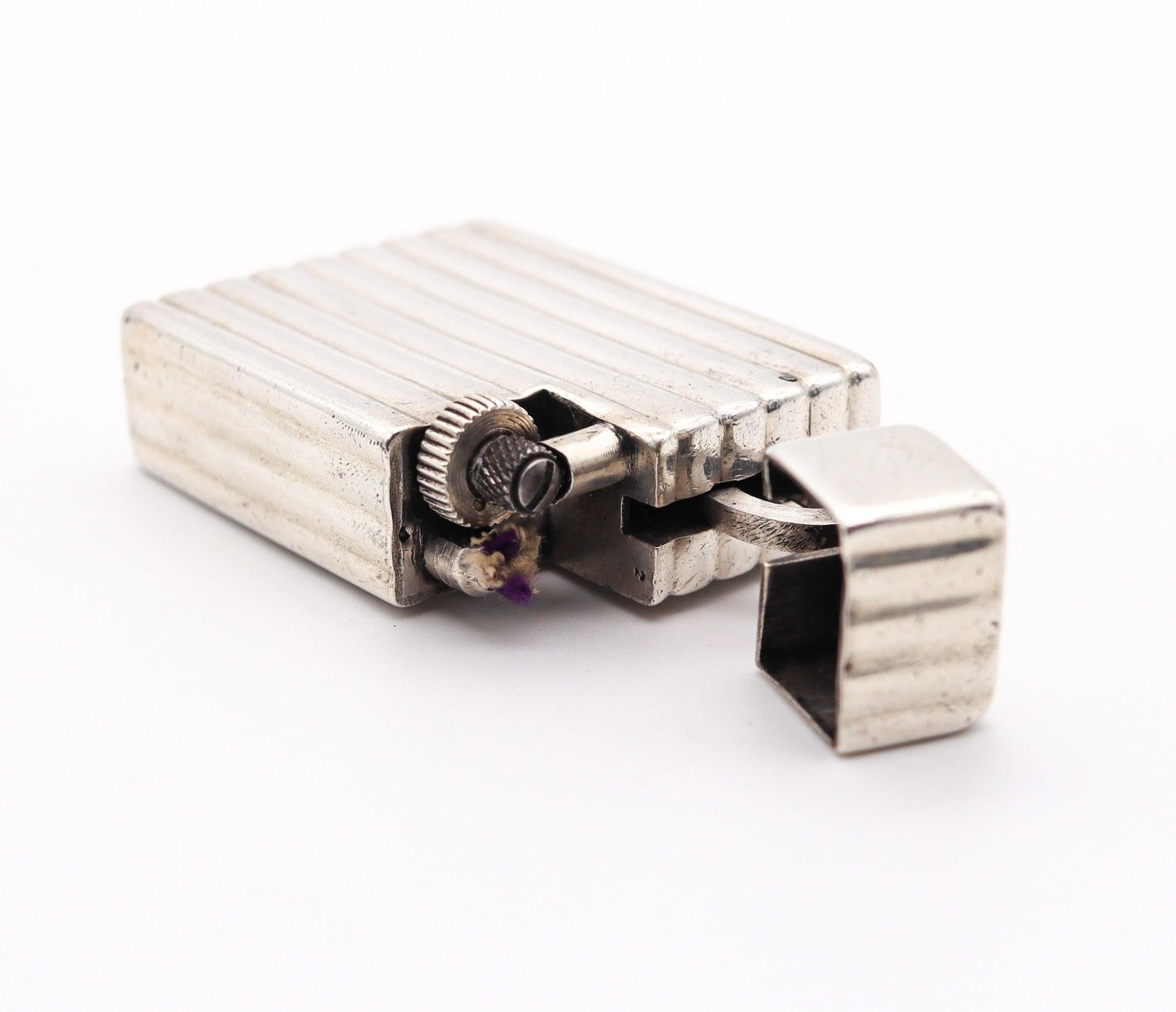 Mid-20th Century CARTIER 1935 Paris Art-Deco Pocket Petrol Lighter In .925 Sterling Silver For Sale
