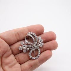 CARTIER 1940 Art-Deco Brooch In Platinum With 9.61 Cwt In VS Diamonds With Box