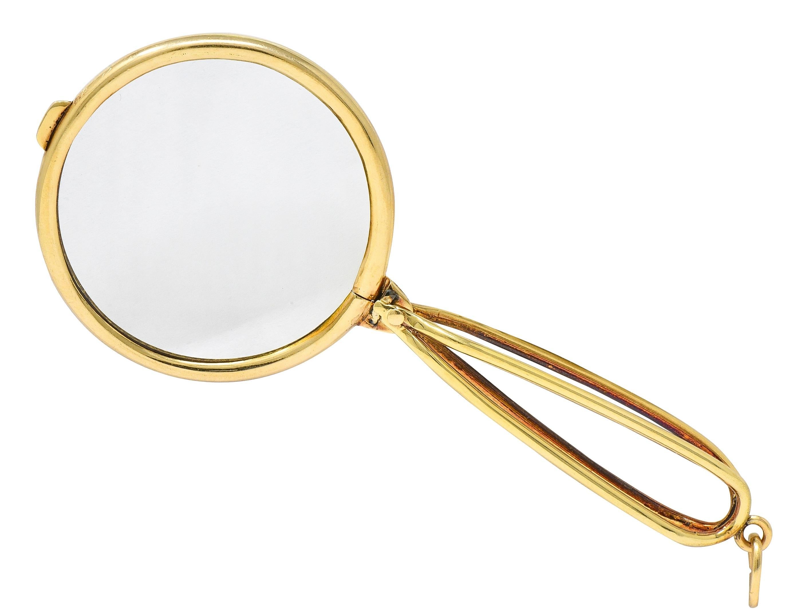 Pendentif vintage en or jaune 14 carats avec loupe de Cartier des années 1940 en vente 6