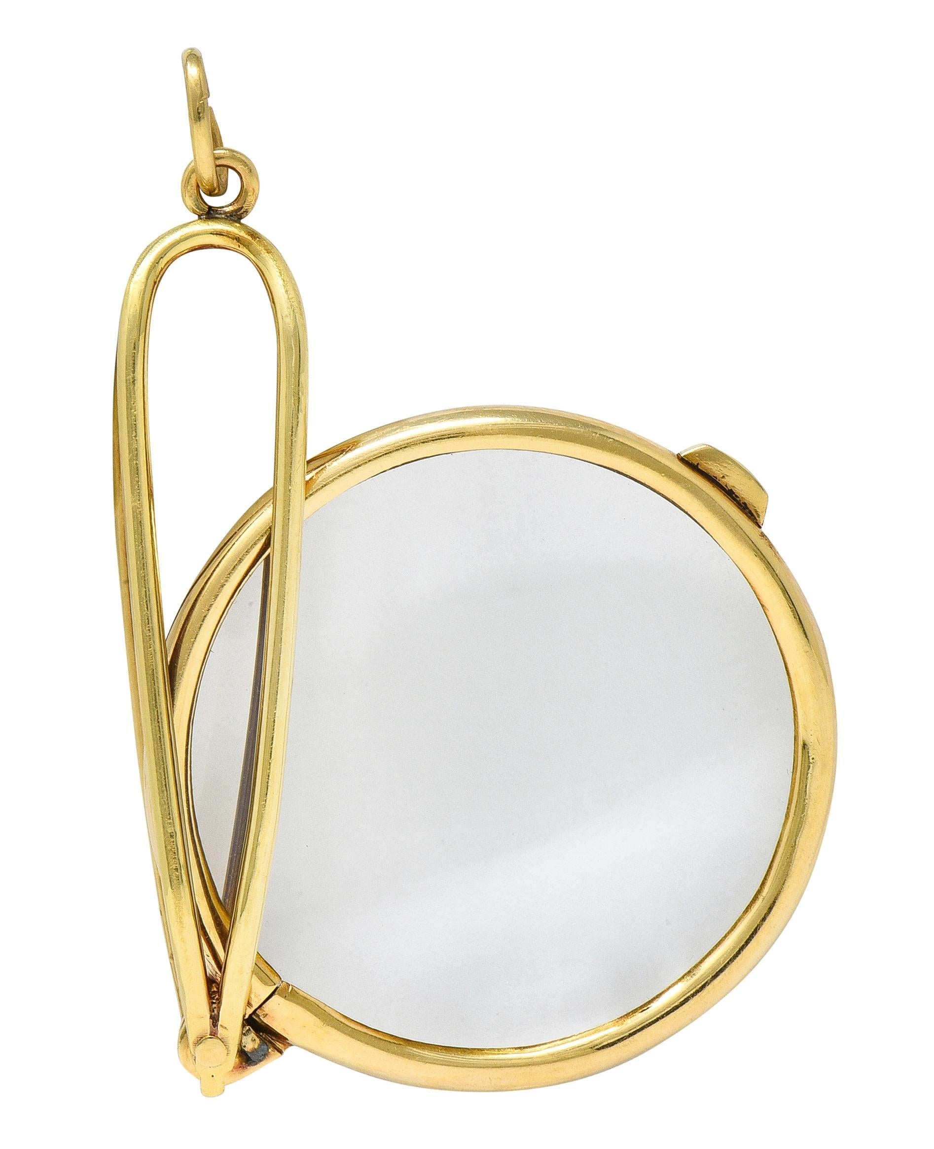 Rétro Pendentif vintage en or jaune 14 carats avec loupe de Cartier des années 1940 en vente