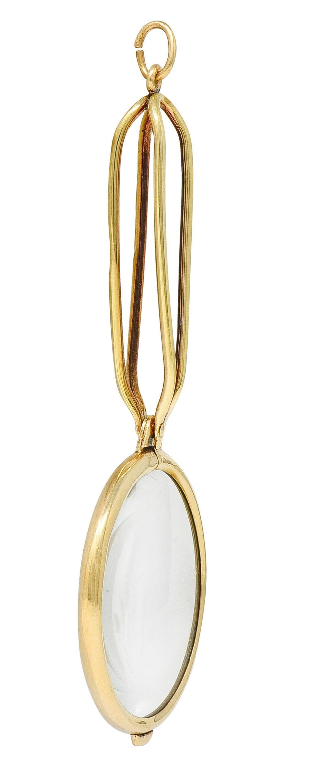 Pendentif vintage en or jaune 14 carats avec loupe de Cartier des années 1940 Pour femmes en vente