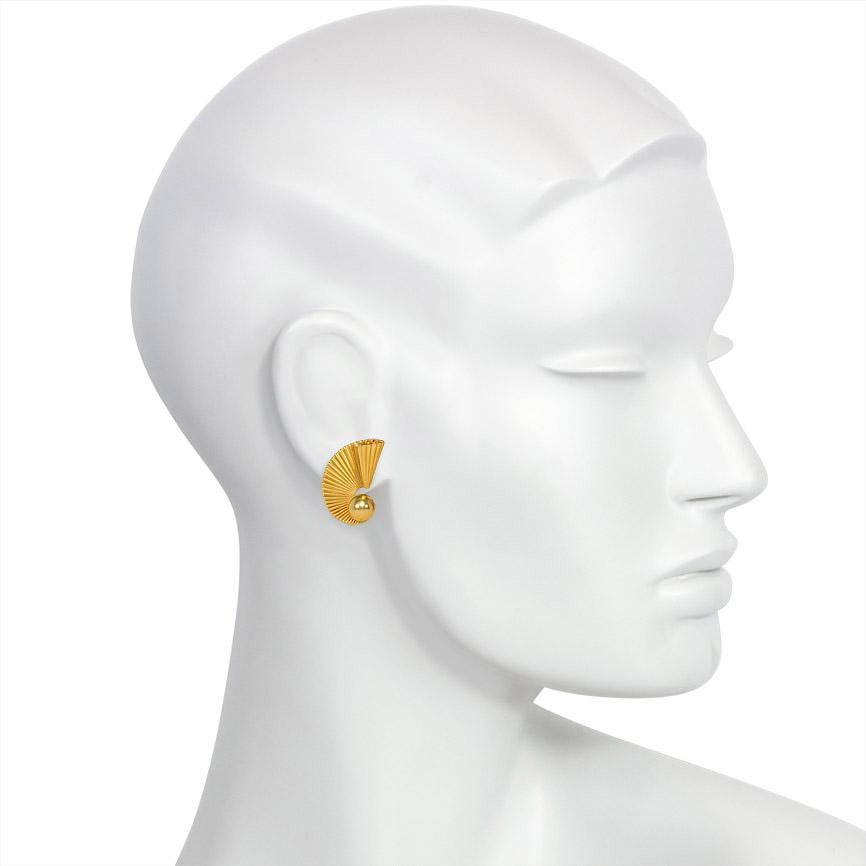 Women's or Men's Cartier 1940s Gold Scroll Design Clip Earrings