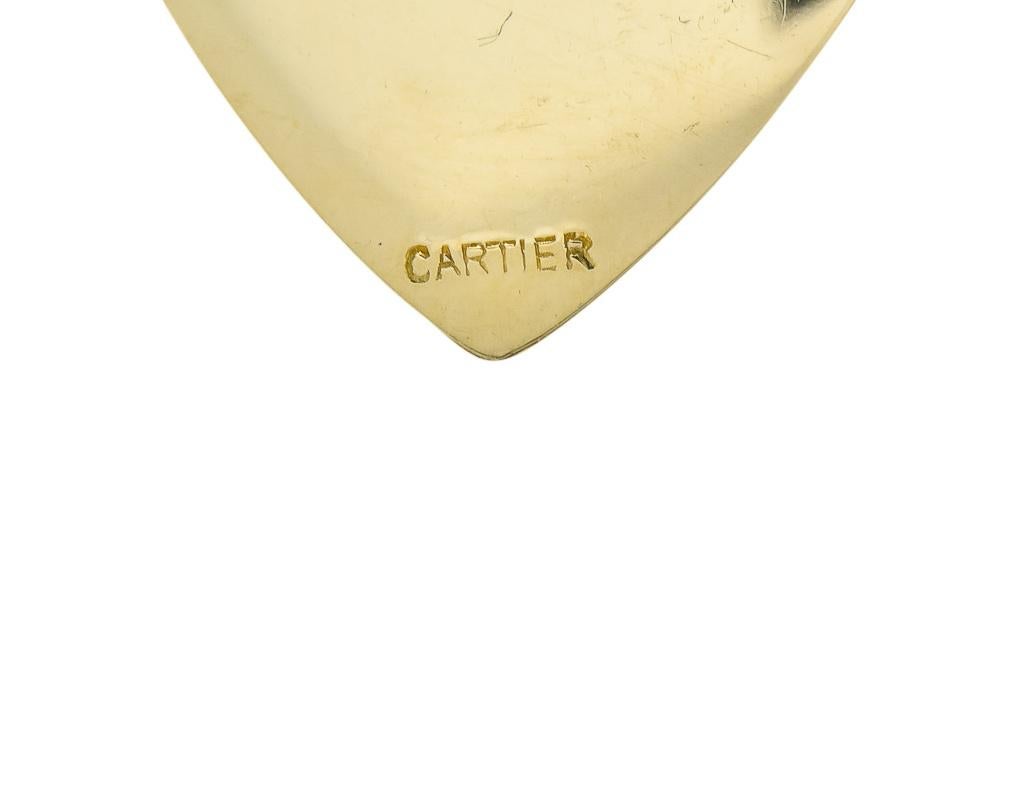 Cartier 1940s Retro 14 Karat Yellow Gold Heart Drop Earrings 3