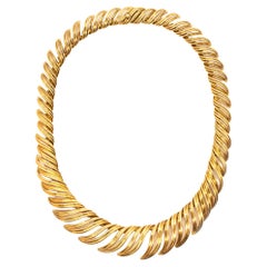 Collana Cartier 1950 Paris by Andre Vassort Rare Piume in oro 18kt testurizzato