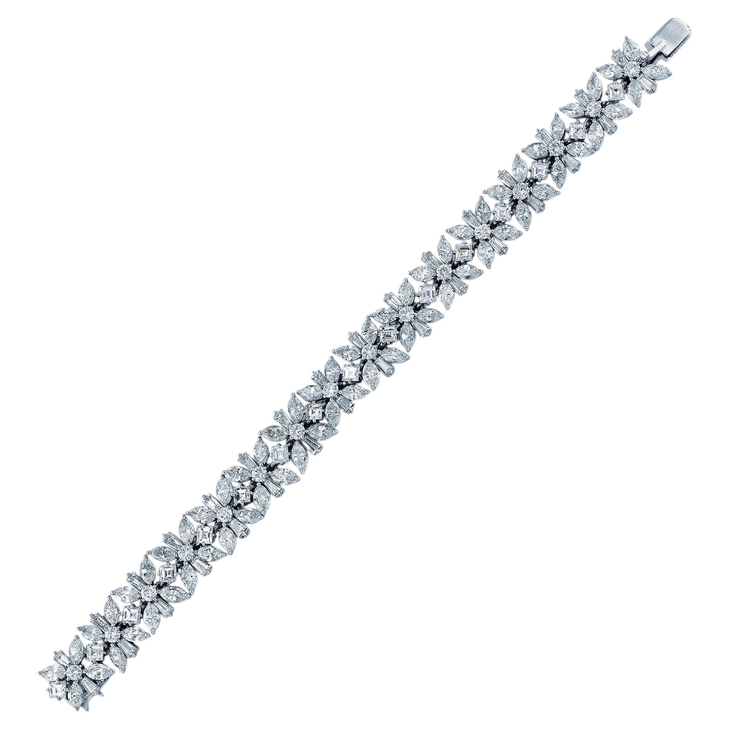 Cartier 1950s Mid-Century Platinum Diamond Bracelet, Made in France