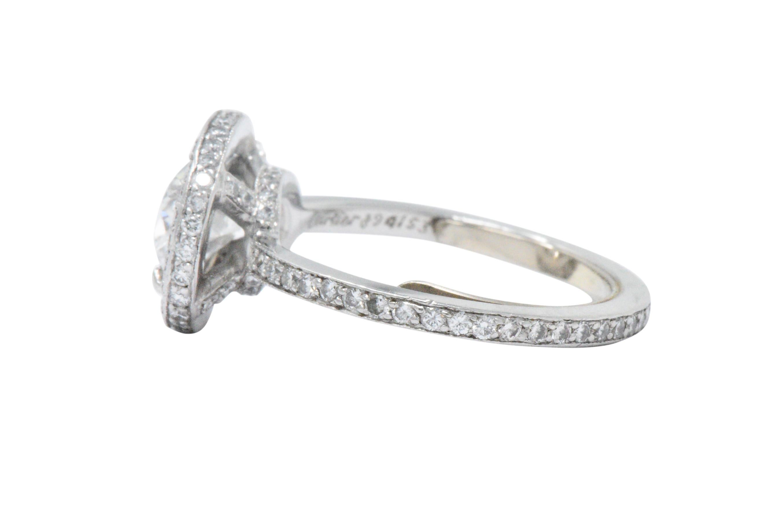 Contemporary Cartier 1.96 CTW Diamond & Platinum Engagement Ring With Original Box, GIA