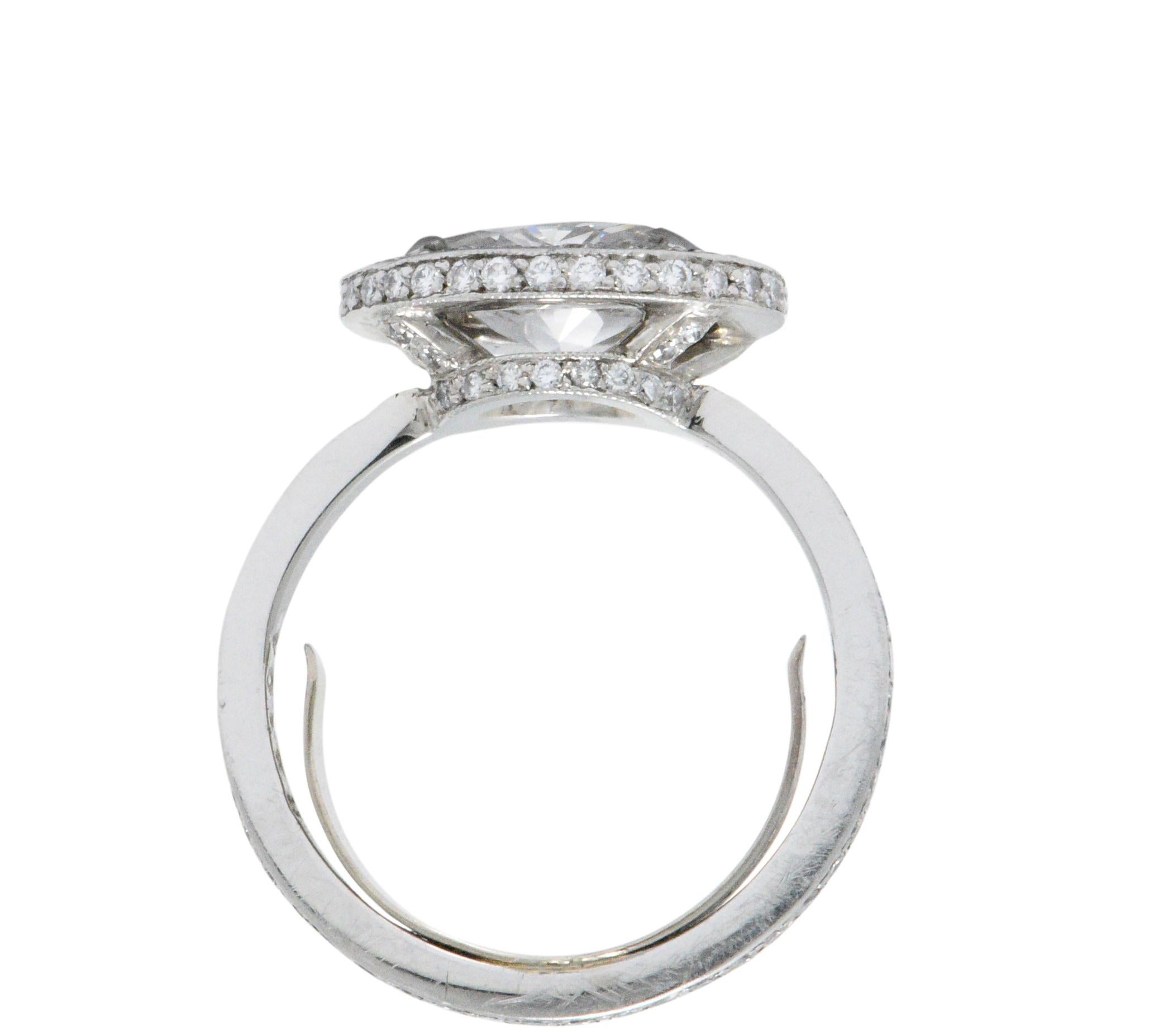 Women's or Men's Cartier 1.96 CTW Diamond & Platinum Engagement Ring With Original Box, GIA