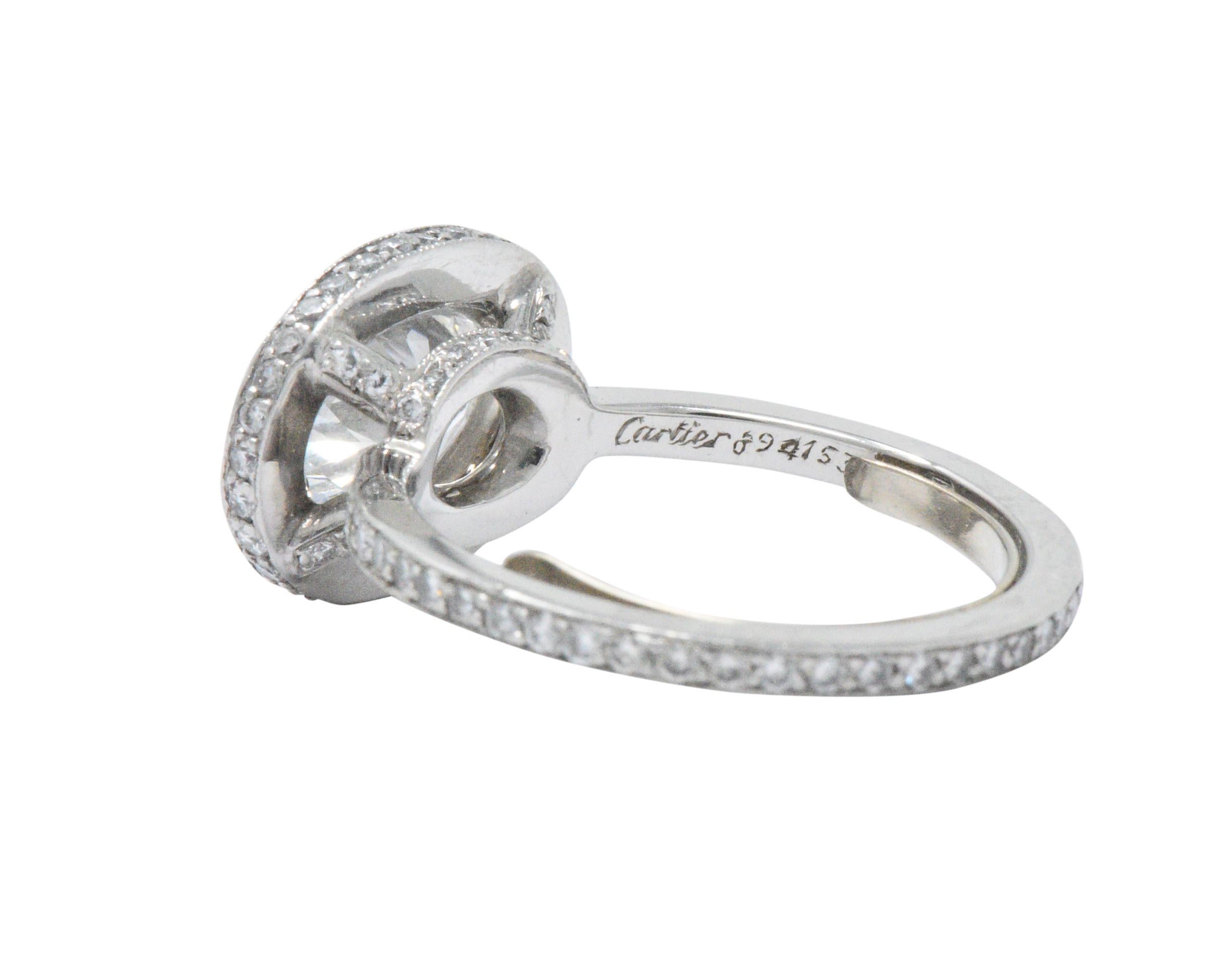 Cartier 1.96 CTW Diamond & Platinum Engagement Ring With Original Box, GIA 1