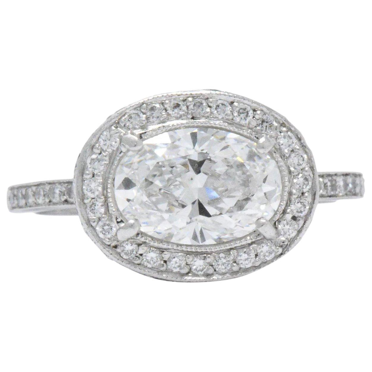 Cartier 1.96 CTW Diamond & Platinum Engagement Ring With Original Box, GIA