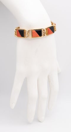Cartier 1960 París by Georges L'Enfant Pulsera Geométrica Oro 18Kt Coral Ónice