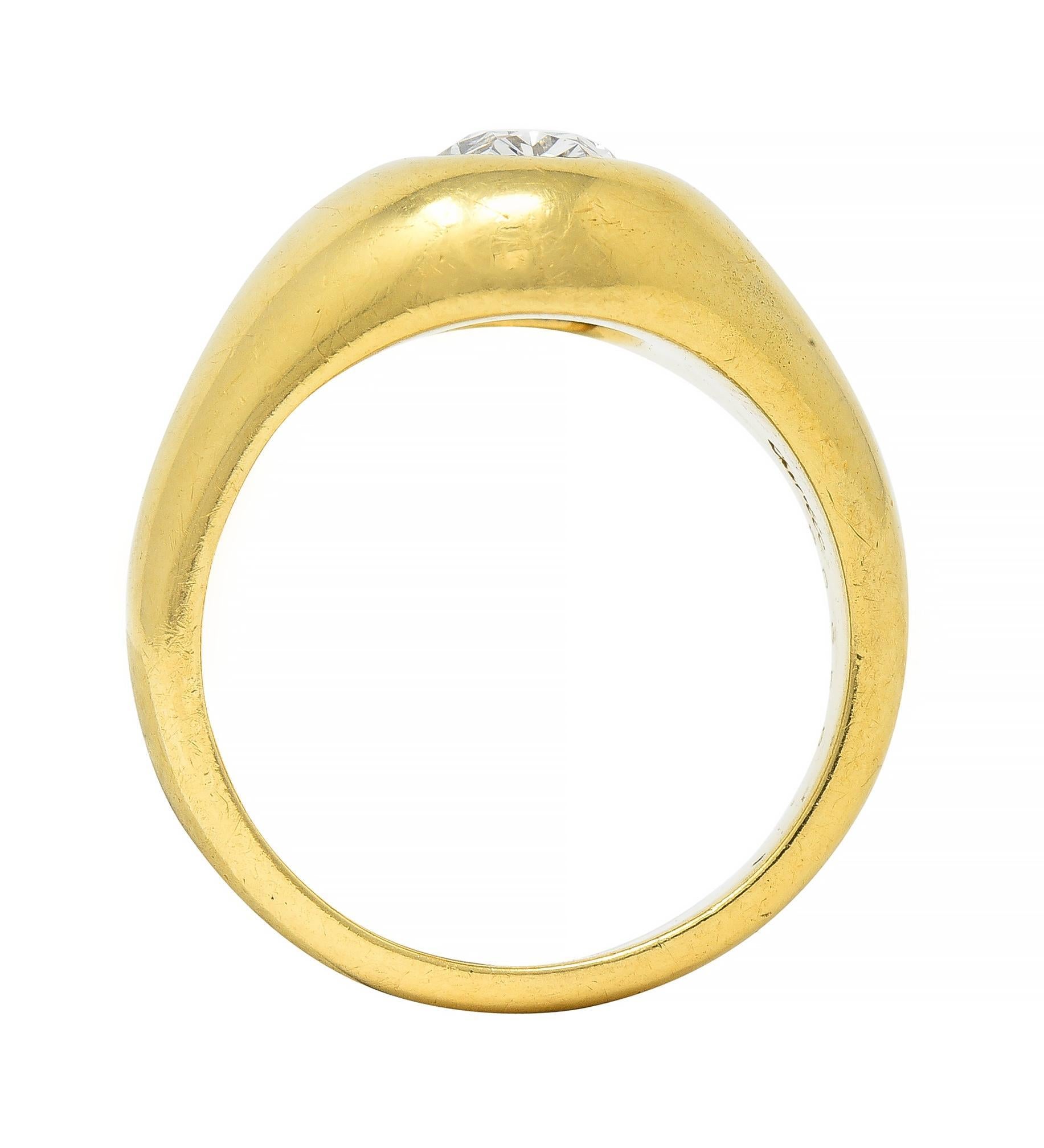 Cartier 1960's 1.22 CTW Oval Cut Diamond 18 Karat Yellow Gold Unisex Signet Ring 8