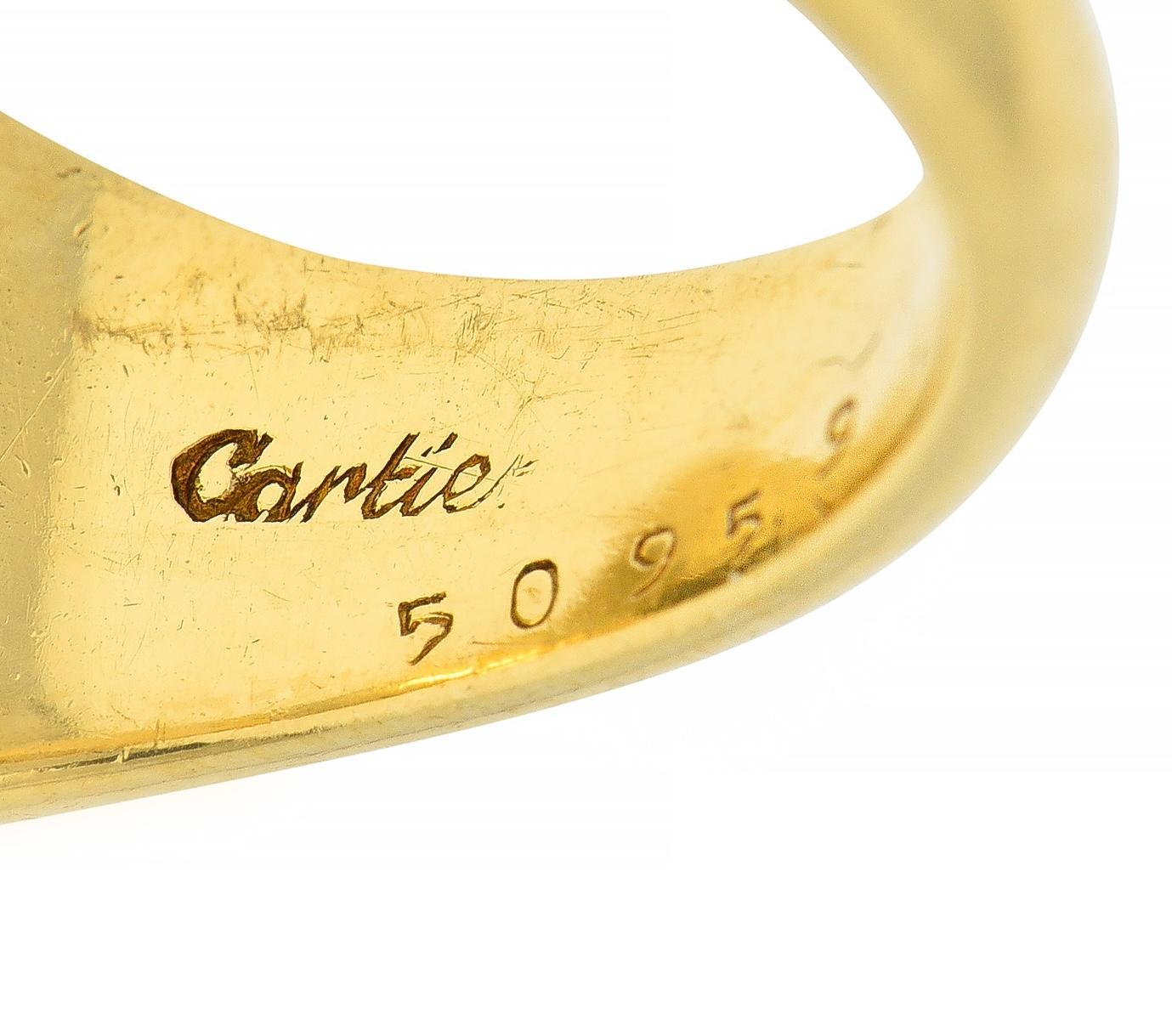 Cartier 1960's 1.22 CTW Oval Cut Diamond 18 Karat Yellow Gold Unisex Signet Ring 4