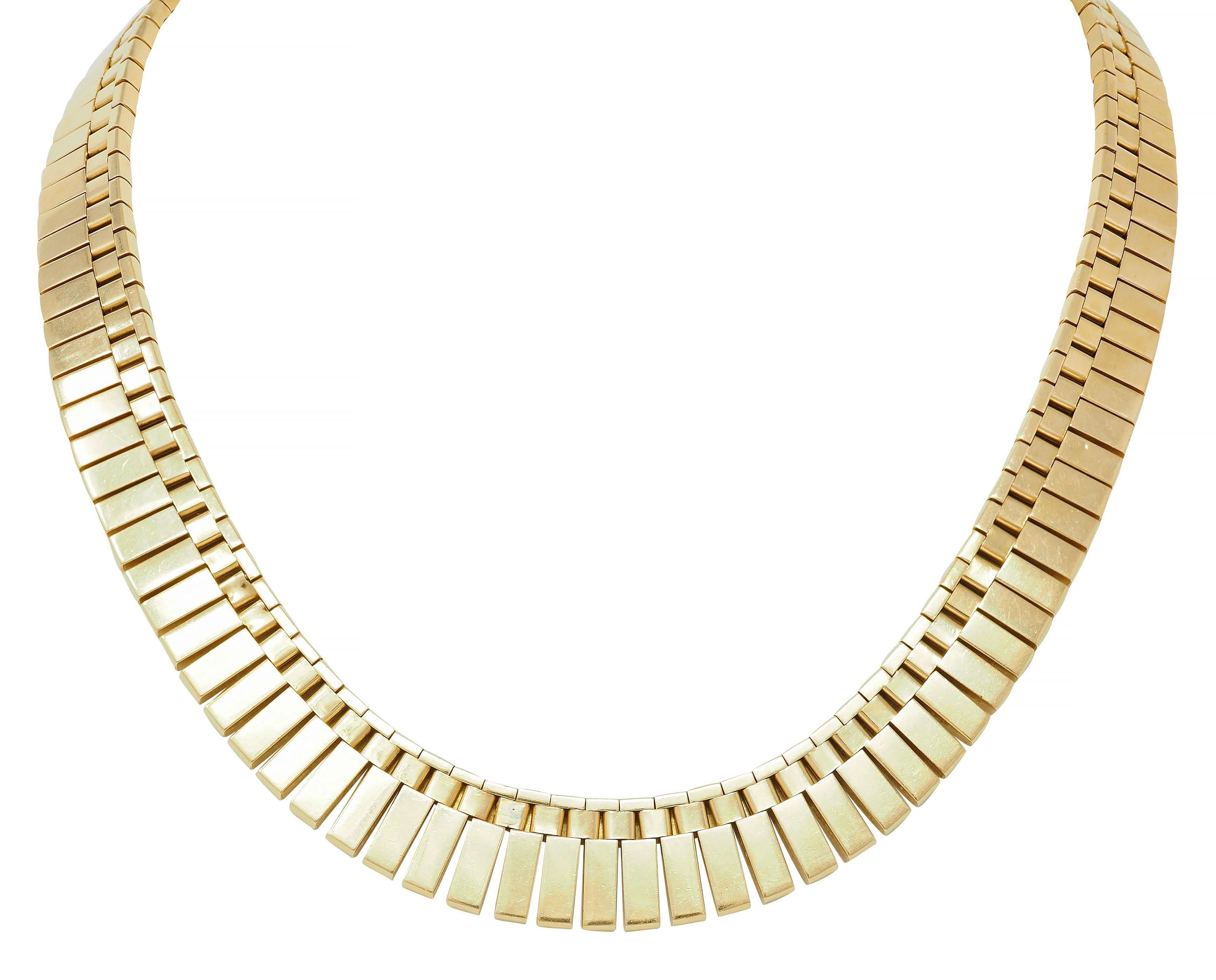 Cartier 1960's 18 Karat Yellow Gold Wave Link Modernist Vintage Necklace In Excellent Condition For Sale In Philadelphia, PA