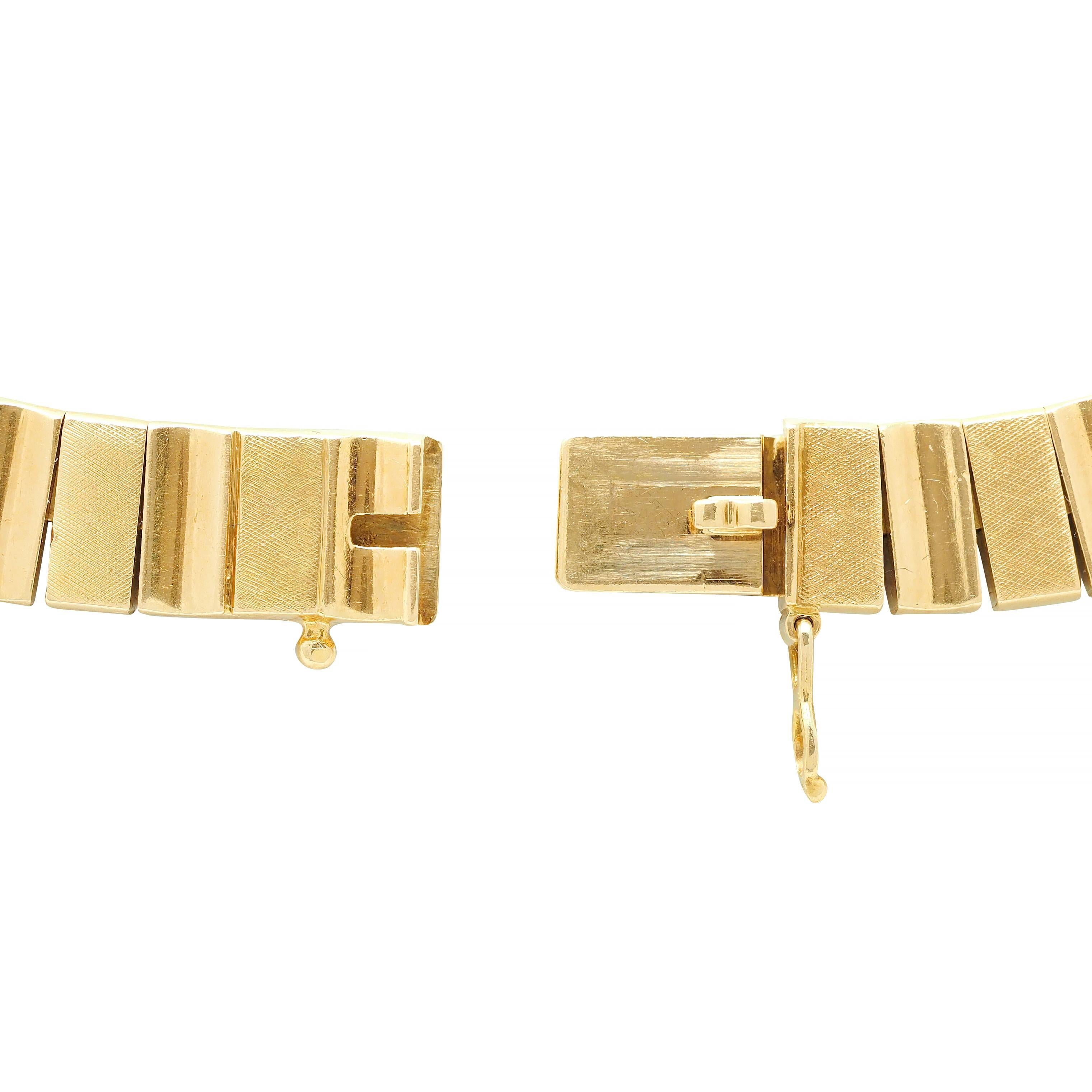 Cartier 1960's 18 Karat Yellow Gold Wave Link Modernist Vintage Necklace For Sale 2