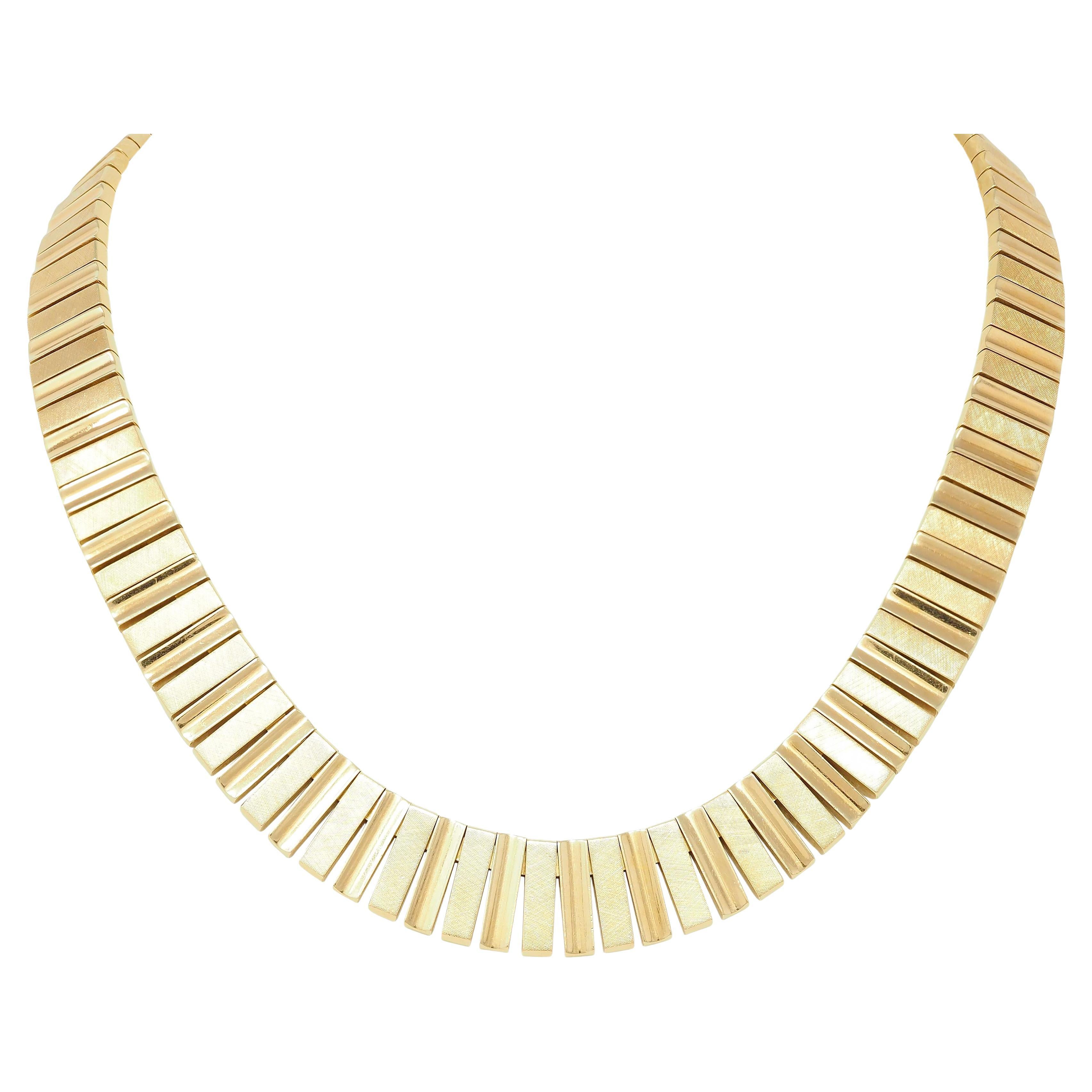 Cartier 1960's 18 Karat Yellow Gold Wave Link Modernist Vintage Necklace