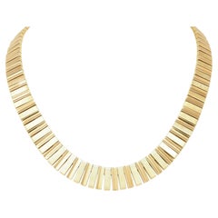 Cartier 1960's 18 Karat Yellow Gold Wave Link Modernist Vintage Necklace