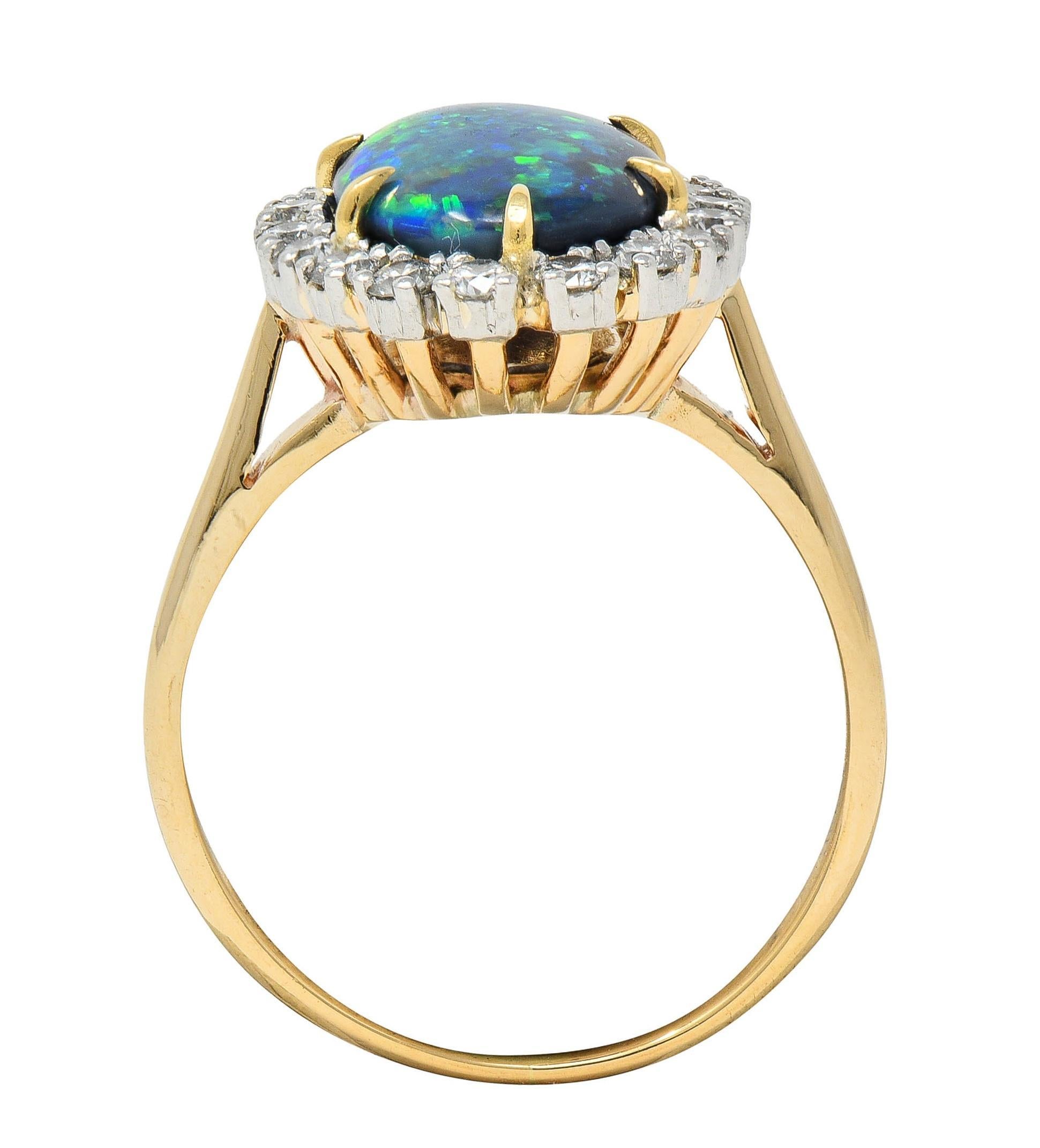 Cartier 1960's Diamond Opal Platinum 18 Karat Gold Vintage Halo Ring For Sale 7