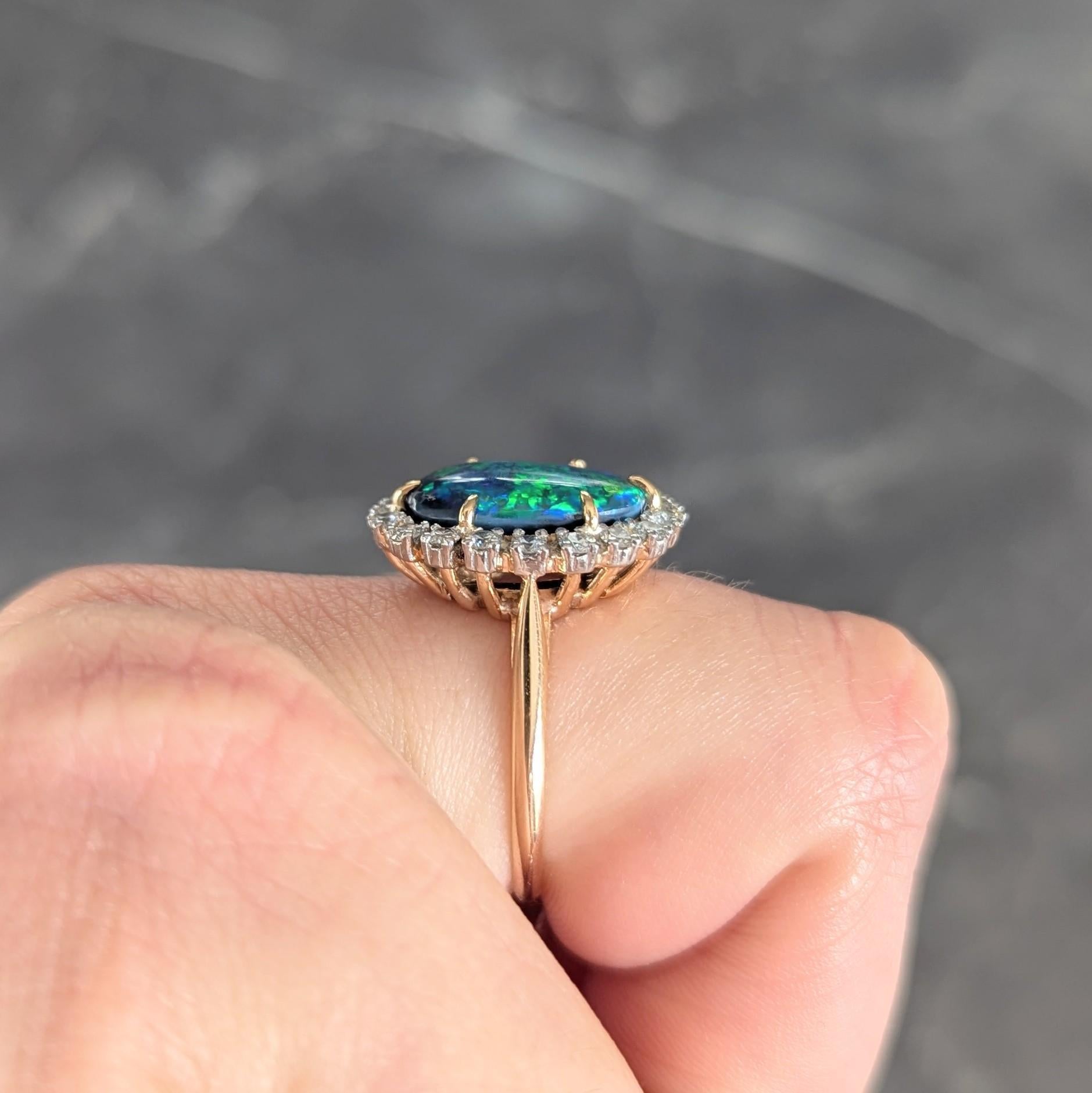 Cartier 1960's Diamond Opal Platinum 18 Karat Gold Vintage Halo Ring For Sale 9