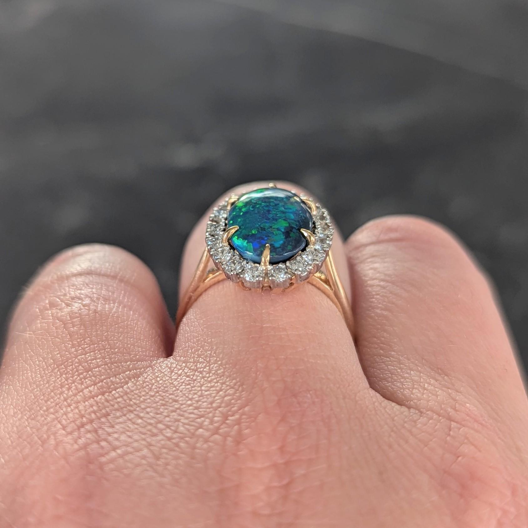 Cartier 1960's Diamond Opal Platinum 18 Karat Gold Vintage Halo Ring For Sale 10