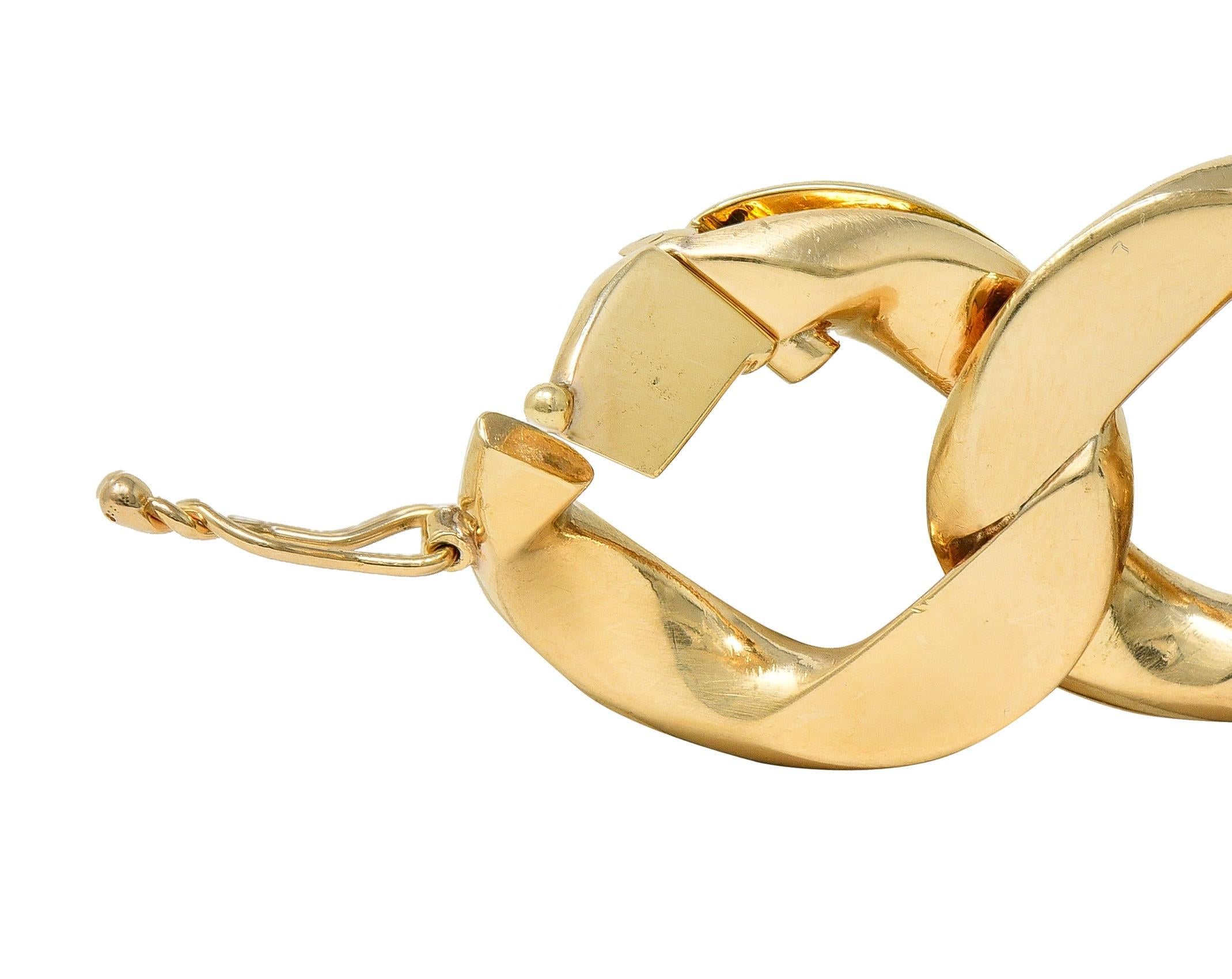 Women's or Men's Cartier 1960's Diamond Platinum 14 Karat Yellow Gold Curb Link Bracelet