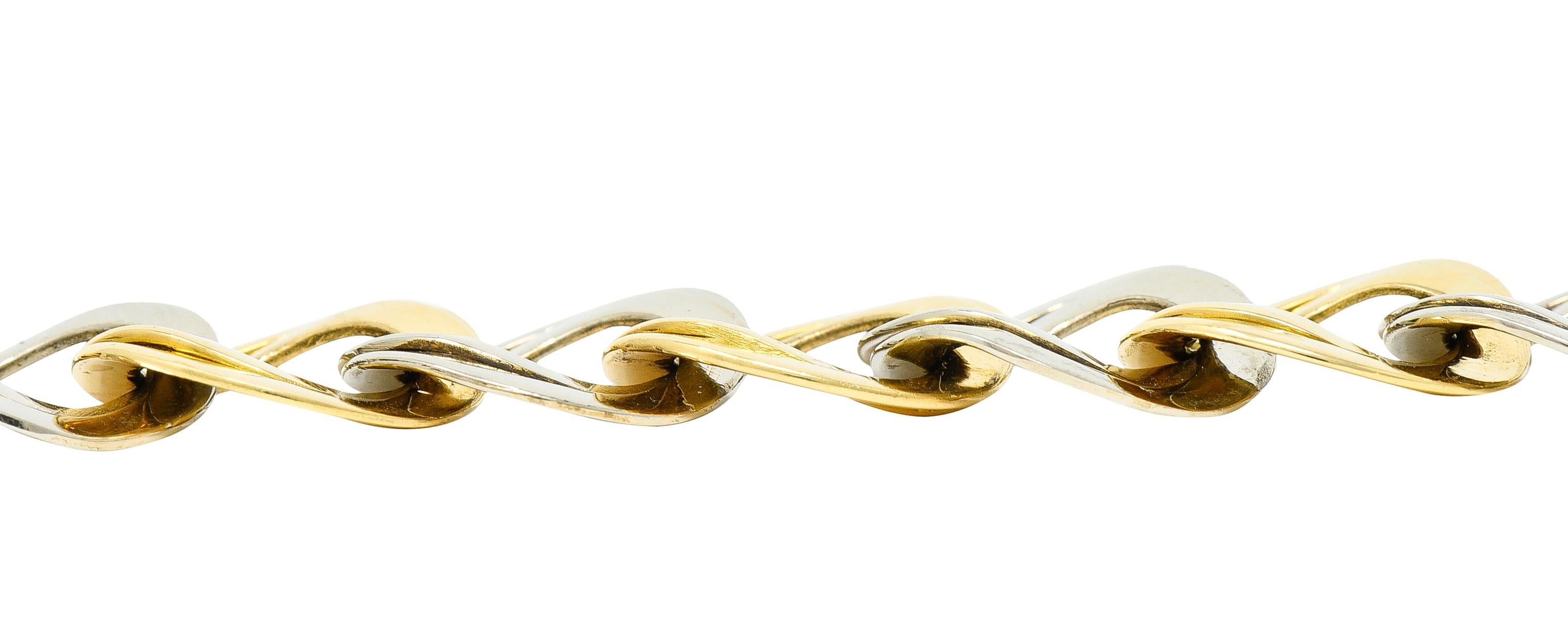 Cartier 1960s Mid-Century 18 Karat Two-Tone Gold Double Curb Chain Link Bracelet For Sale 1