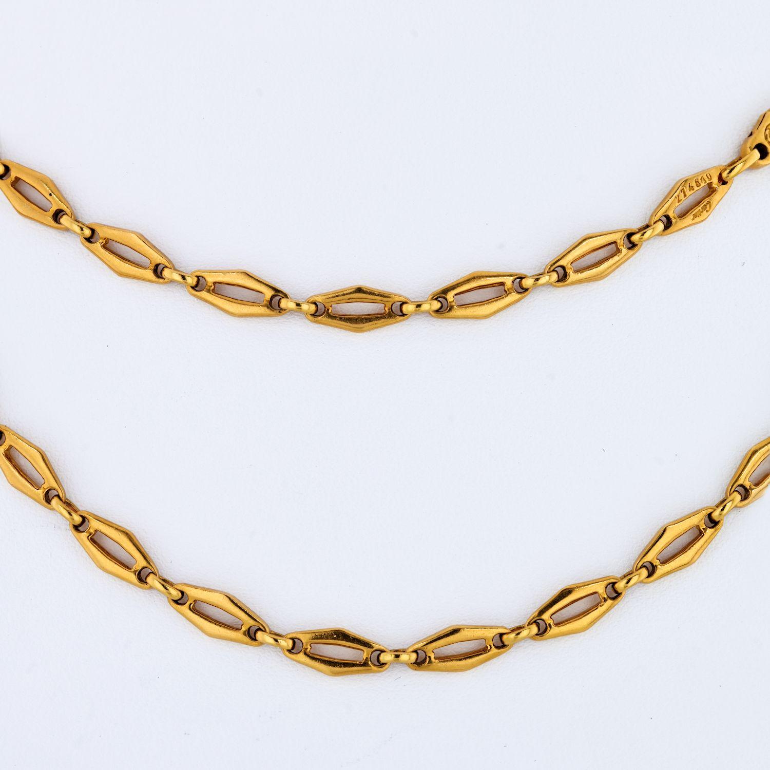 In excellent condition this rare and vintage Cartier logo chain necklace. Measures 32 inches long.  
