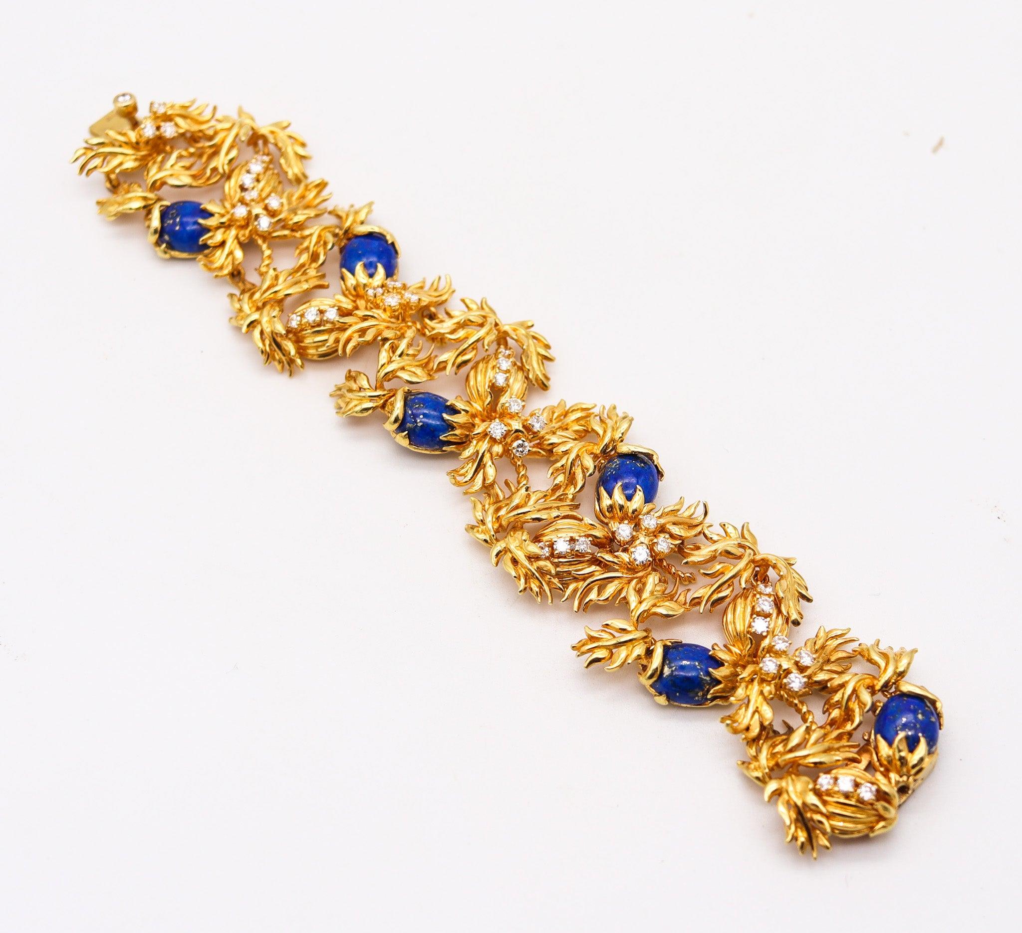 CARTIER 1970 Aldo Cipullo for Cartier en or jaune 18 carats avec lapis et diamants VS en vente 4