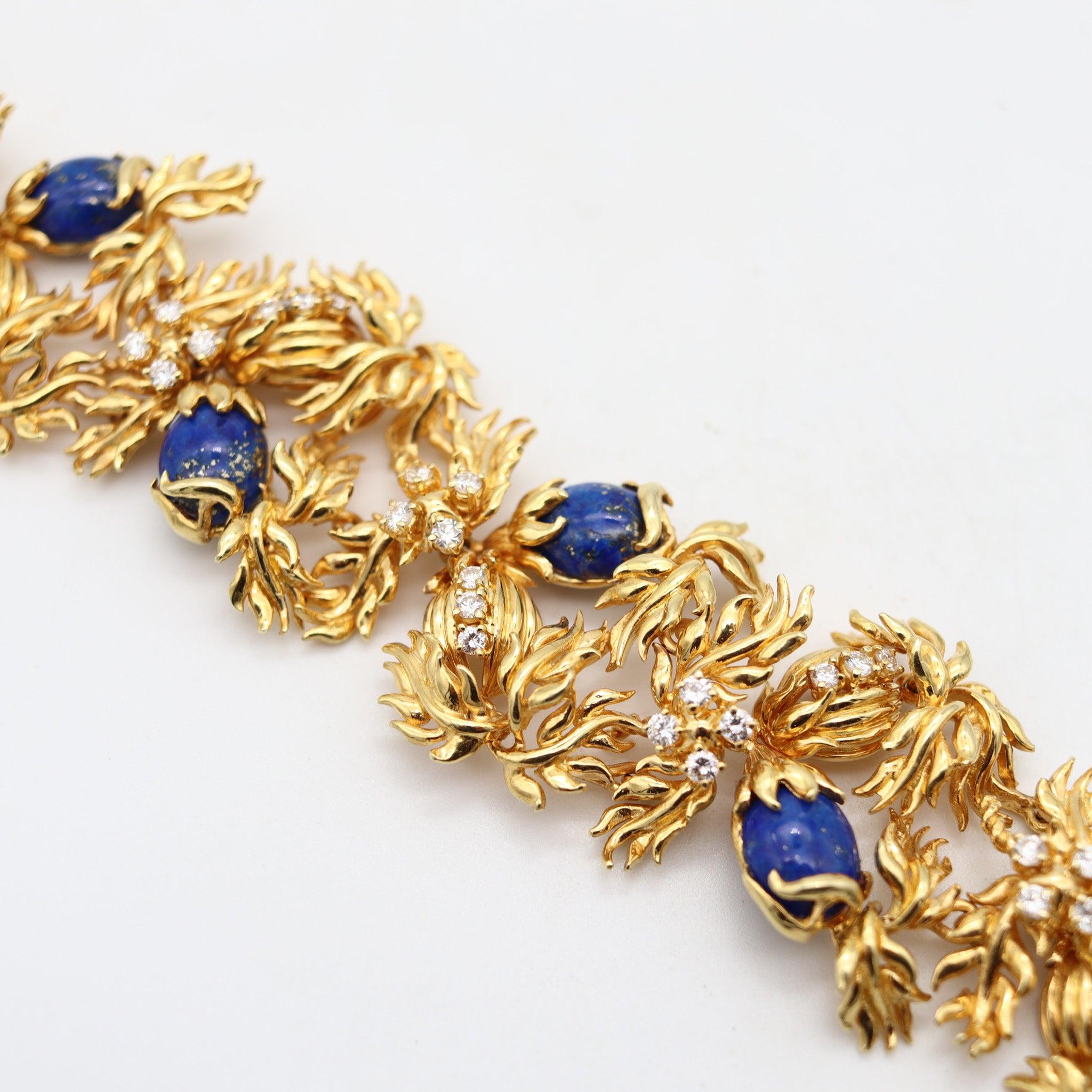 CARTIER 1970 Aldo Cipullo for Cartier en or jaune 18 carats avec lapis et diamants VS en vente 6