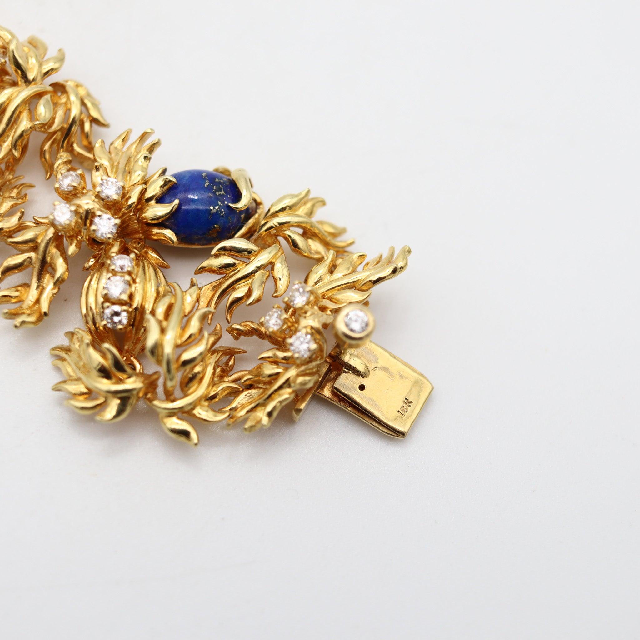 Taille cabochon CARTIER 1970 Aldo Cipullo for Cartier en or jaune 18 carats avec lapis et diamants VS en vente