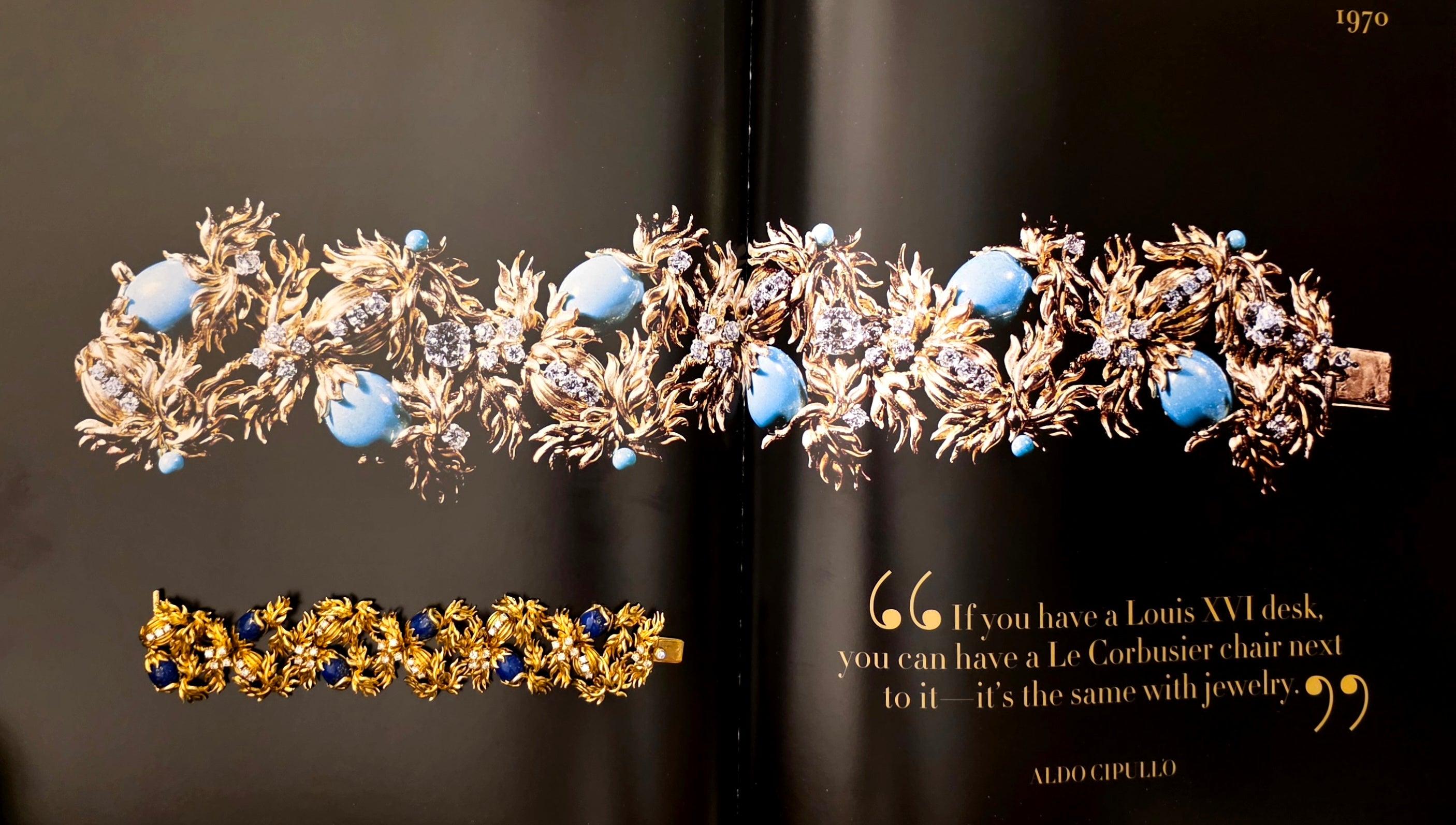 CARTIER 1970 Aldo Cipullo for Cartier en or jaune 18 carats avec lapis et diamants VS Pour femmes en vente