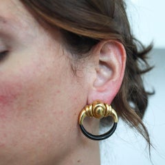CARTIER 1970 Aldo Cipullo Door Knocker Earrings IN 18Kt Gold With Onyxes