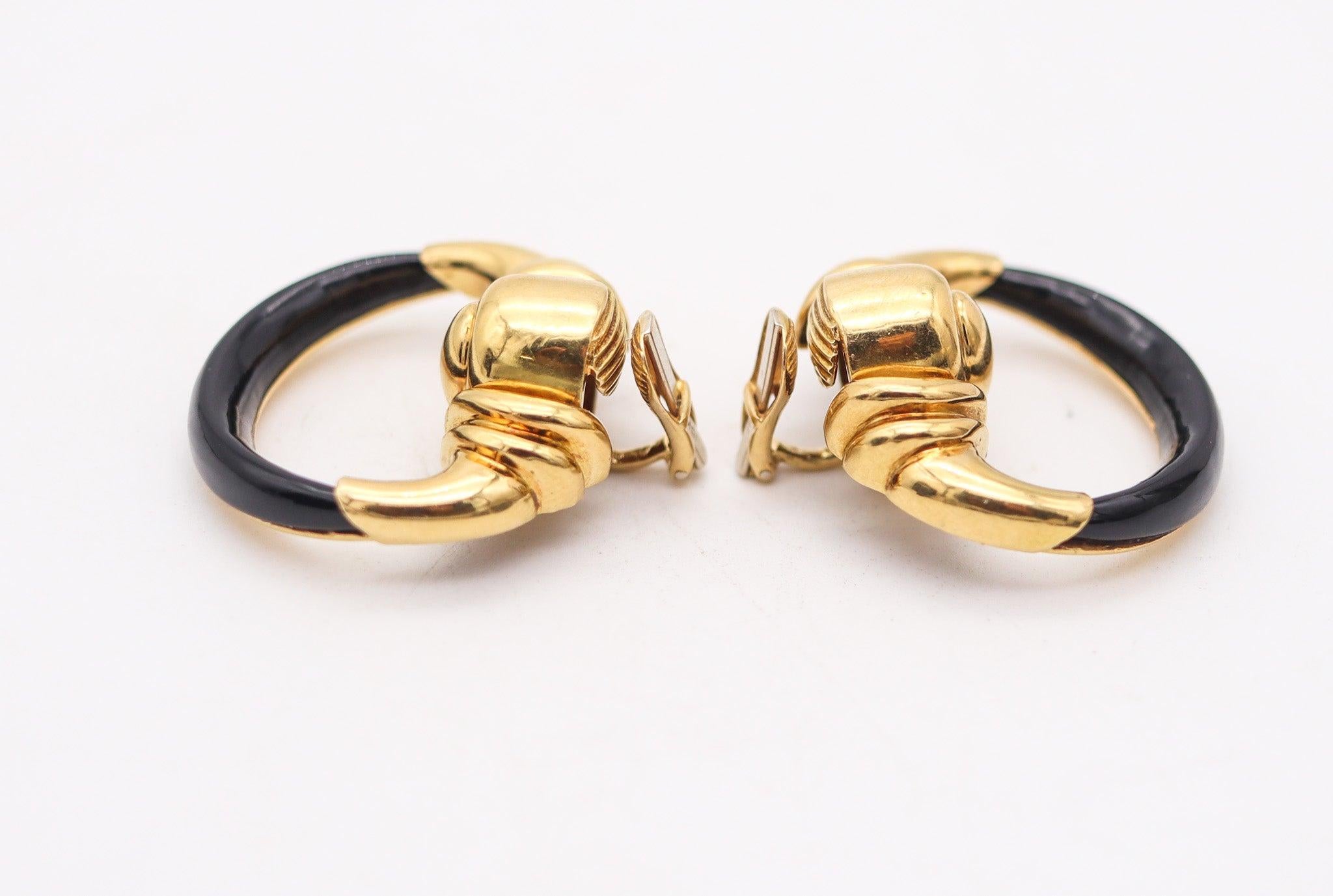 CARTIER 1970 Aldo Cipullo for Cartier Orecchini in oro 18Kt con onice In condizioni ottime in vendita a Miami, FL