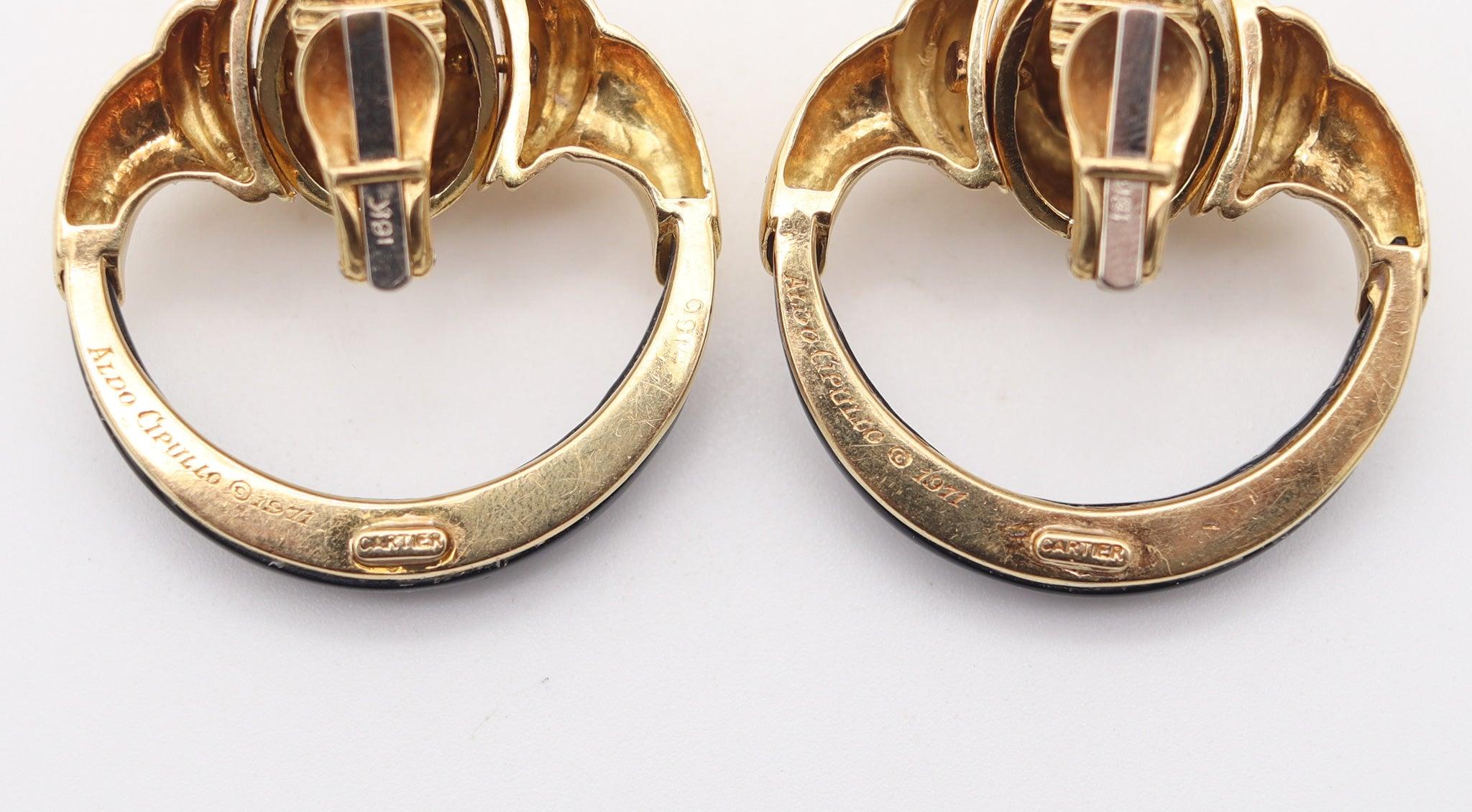 CARTIER 1970 Aldo Cipullo for Cartier Orecchini in oro 18Kt con onice in vendita 1