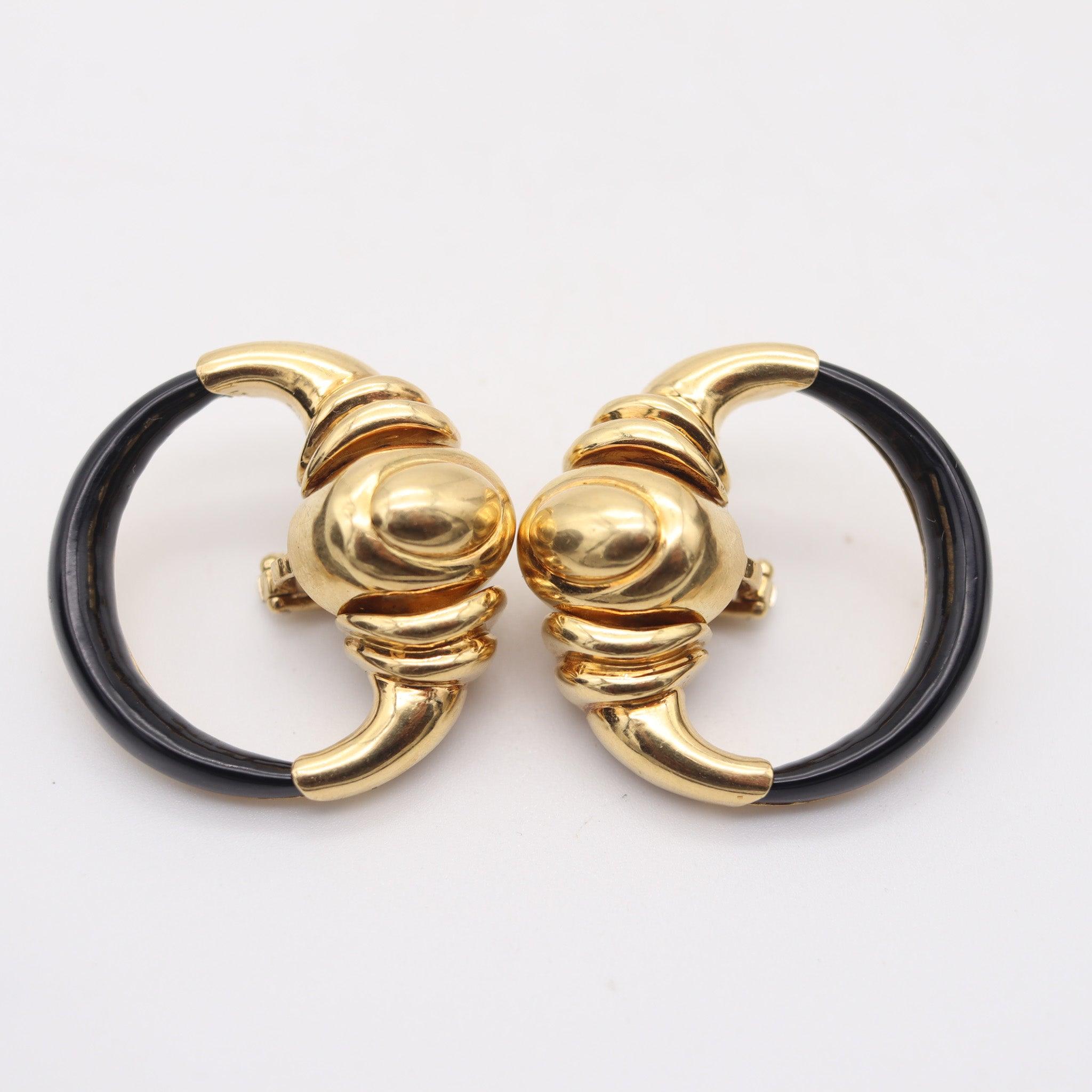 CARTIER 1970 Aldo Cipullo for Cartier Orecchini in oro 18Kt con onice in vendita 3