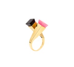 Bague Cartier 1970 Aldo Cipullo Toi Et Moi géométrique en or 18 carats avec pierres précieuses