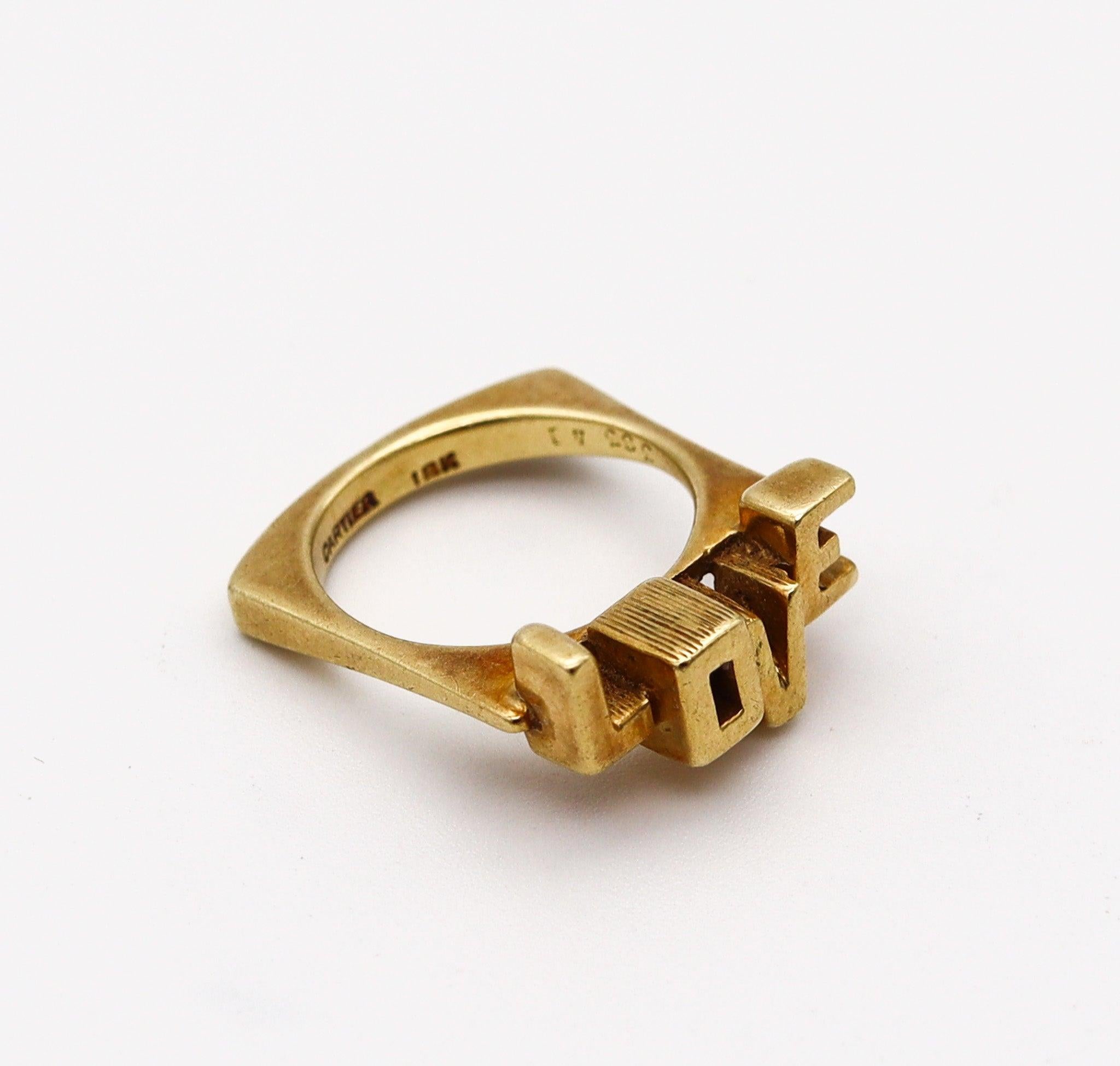 CARTIER 1970 By Aldo Cipullo Anillo Amor geométrico de oro amarillo macizo de 18 quilates en Excelente Estado en Miami, FL