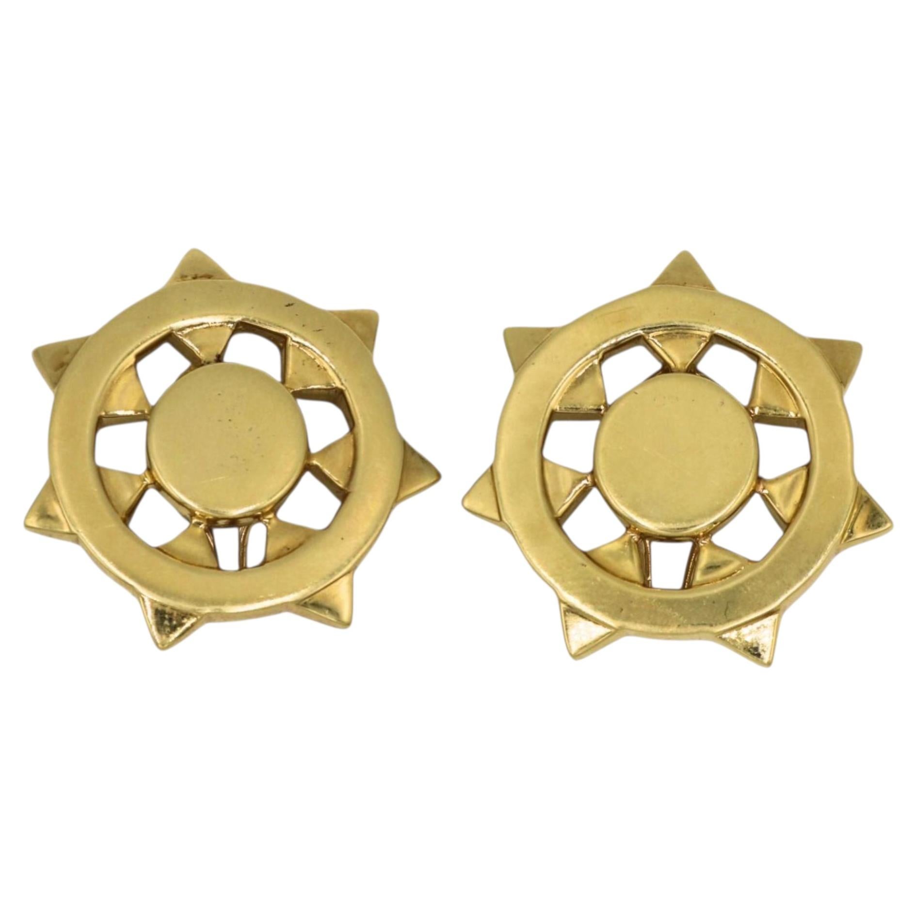Cartier 1970 by Aldo Cipullo Geometric Sunburst Earrings 18K Yellow Gold
