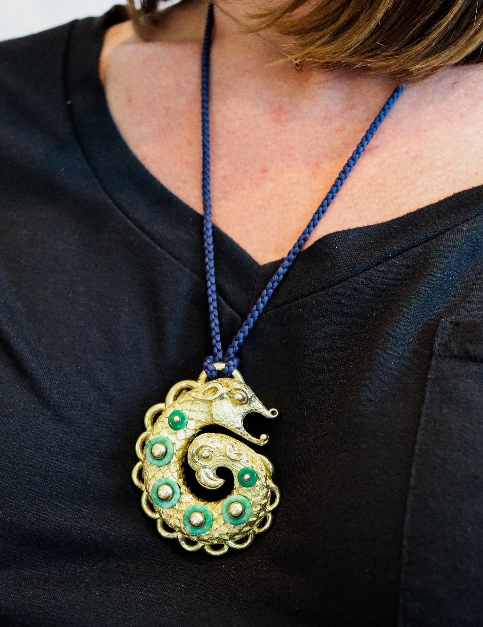 Pendant designed by Bill Smith (1936-1989) for Cartier.

This is a fabulous sculptural pendant, designed by Bill Smith for the jewelry house of Cartier back in the 1970. The rare and one-of-a-kind pendant, was crafted in the shape of the