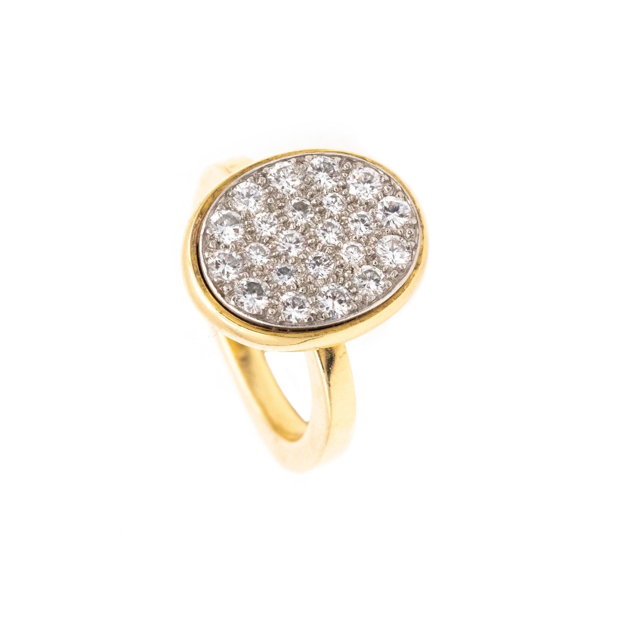 CARTIER 1970 By Dinh Van Cocktail Ring In 18Kt & Platinum With 1.20 Cts Diamonds For Sale 5
