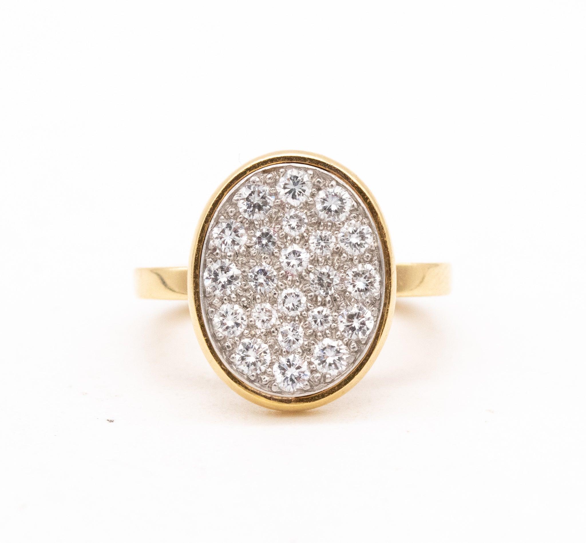 Oval cocktail ring designed by Dinh Van for Cartier.

This is a fantastic and very rare cocktail ring created in Paris France by Jean Dinh Van for the jewelry house of Cartier, back in 1970. The sculptural cocktail ring was crafted with geometric