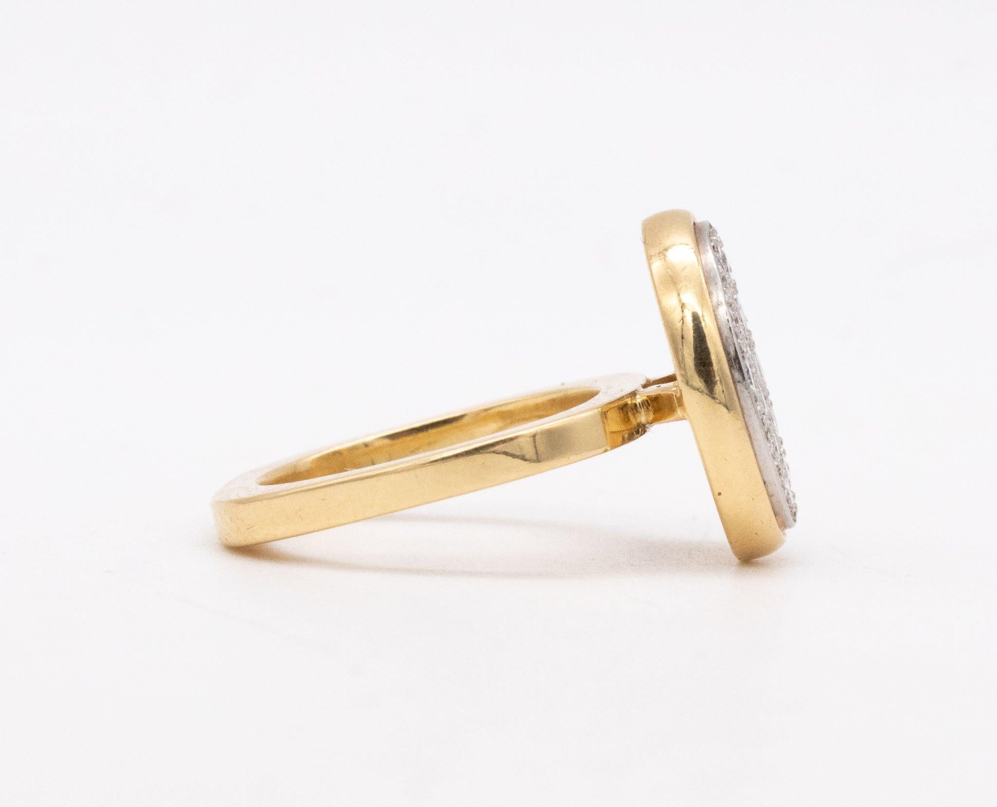 Brilliant Cut CARTIER 1970 By Dinh Van Cocktail Ring In 18Kt & Platinum With 1.20 Cts Diamonds For Sale
