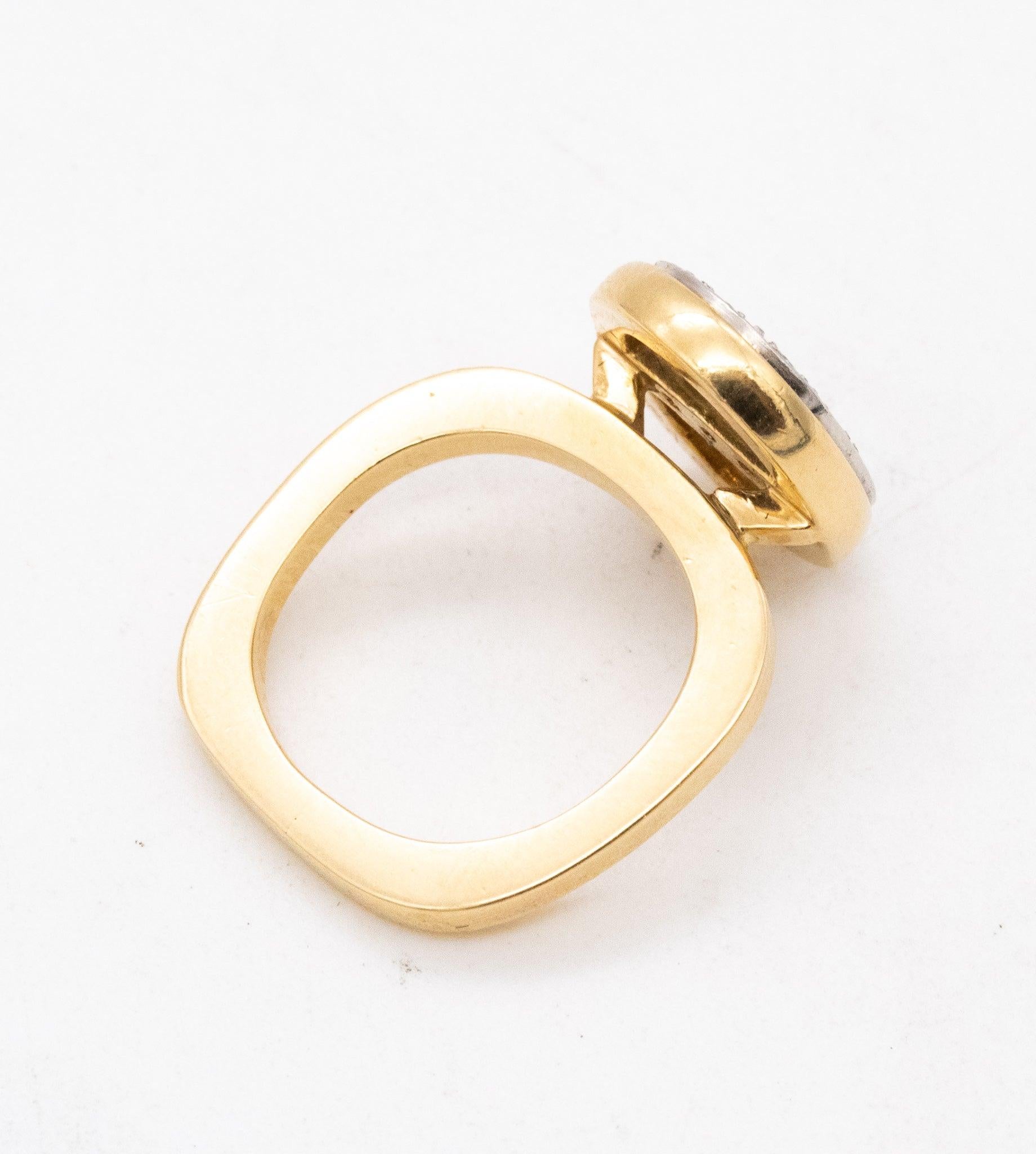 CARTIER 1970 By Dinh Van Cocktail Ring In 18Kt & Platinum With 1.20 Cts Diamonds In Excellent Condition For Sale In Miami, FL