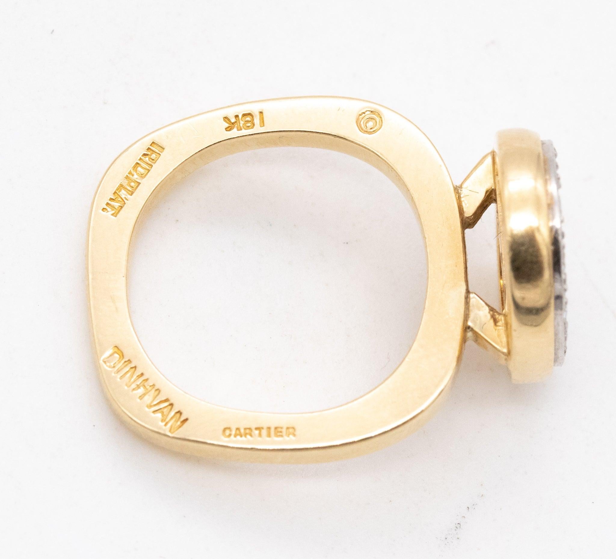 Women's CARTIER 1970 By Dinh Van Cocktail Ring In 18Kt & Platinum With 1.20 Cts Diamonds For Sale