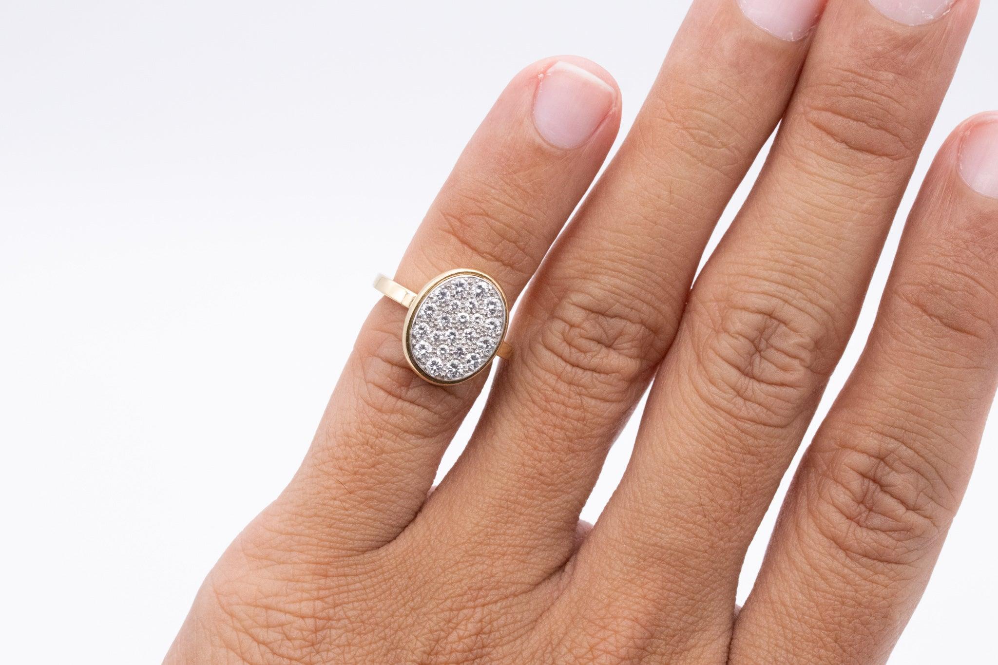 CARTIER 1970 By Dinh Van Cocktail Ring In 18Kt & Platinum With 1.20 Cts Diamonds For Sale 1